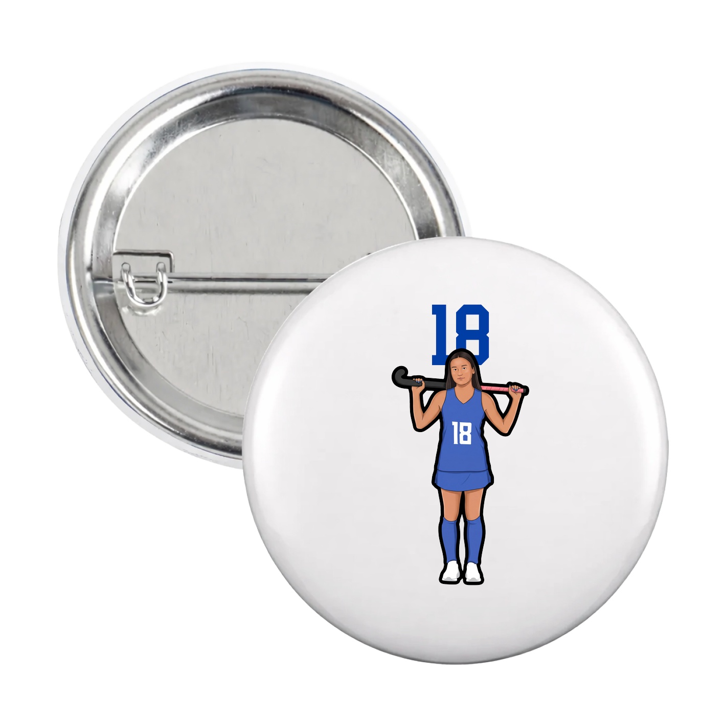 Game Day Button — Number Top in White