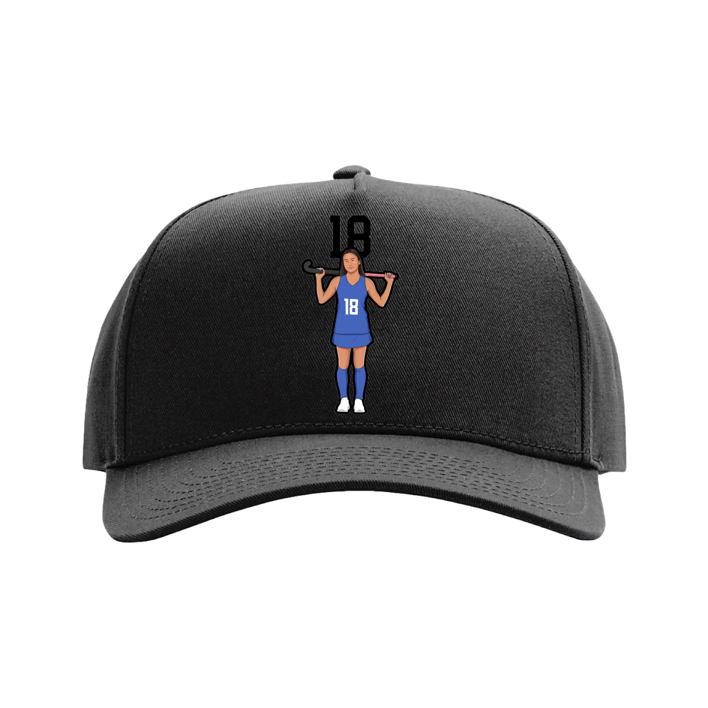 Full Fabric Five-Panel Champ Cap — Number Top in Black