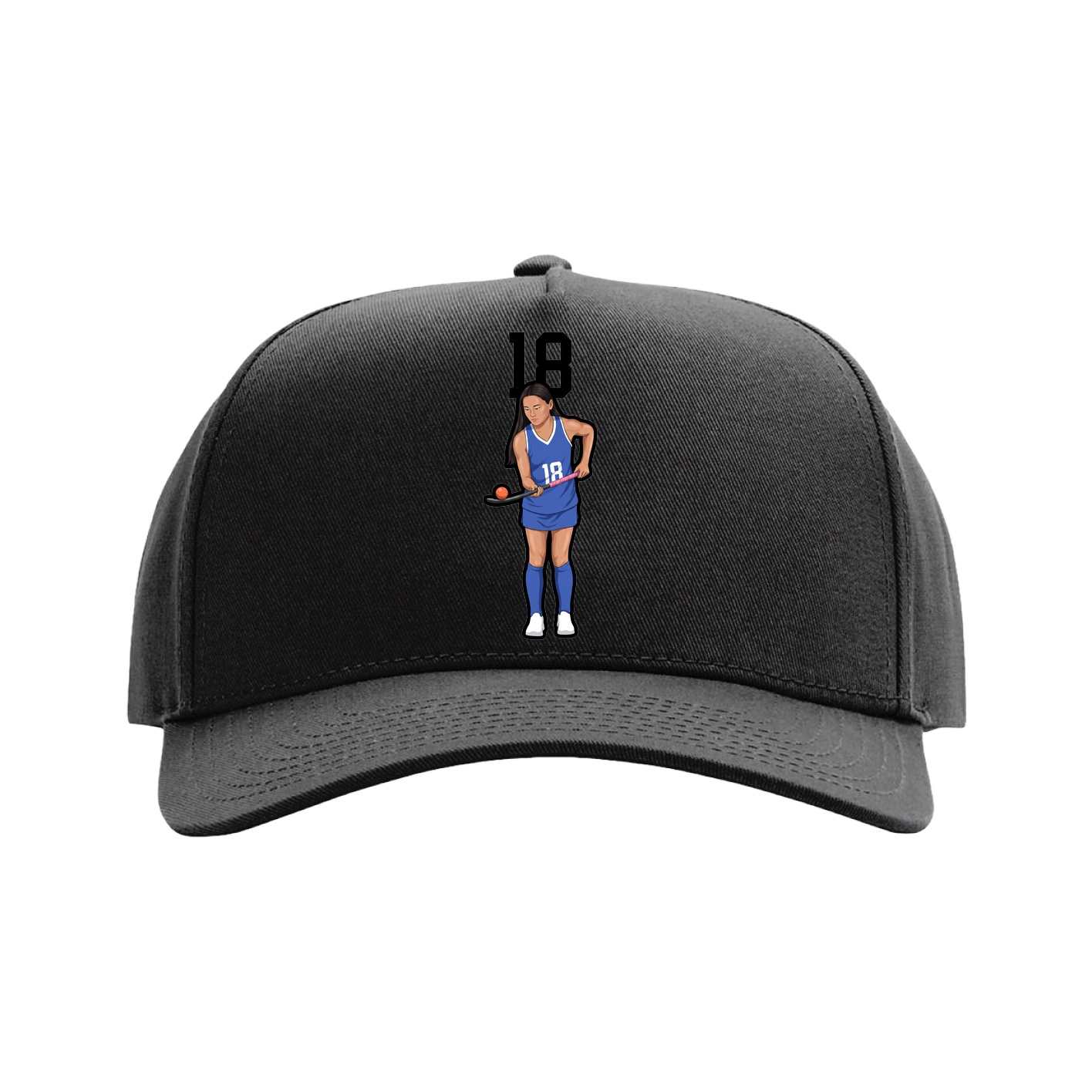 Full Fabric Five-Panel Champ Cap — Number Top in Black