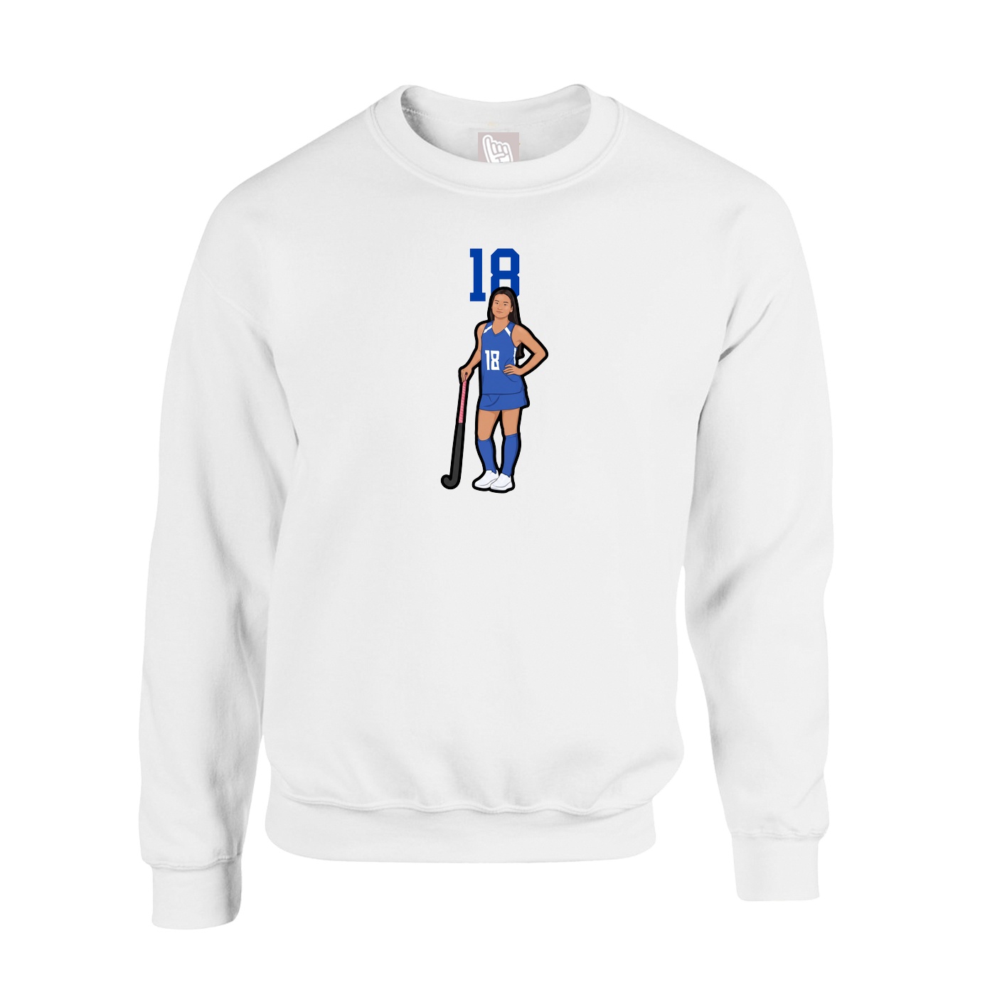 Fleece Crew — Number Top in White