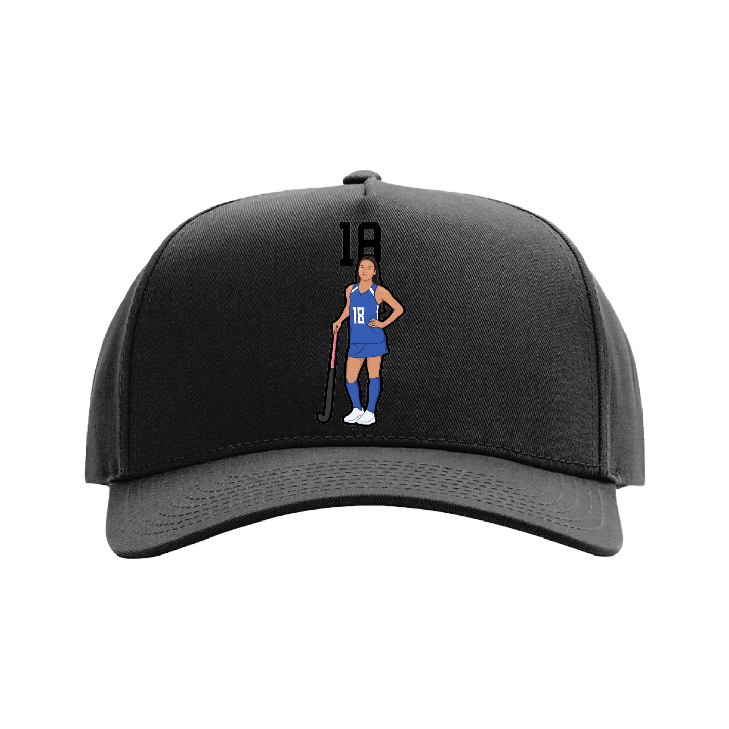 Full Fabric Five-Panel Champ Cap — Number Top in Black