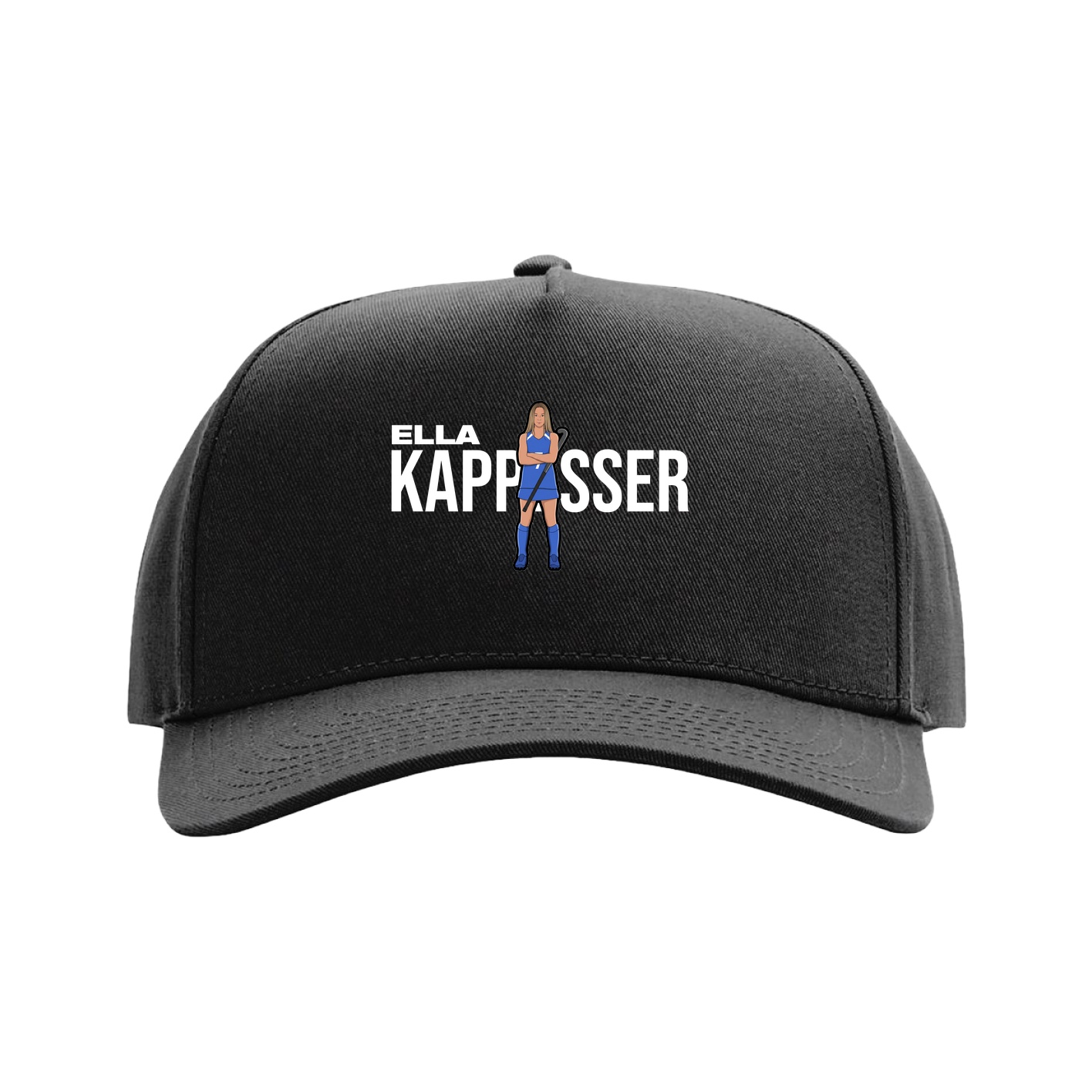 Full Fabric Five-Panel Champ Cap — Player Name in Black