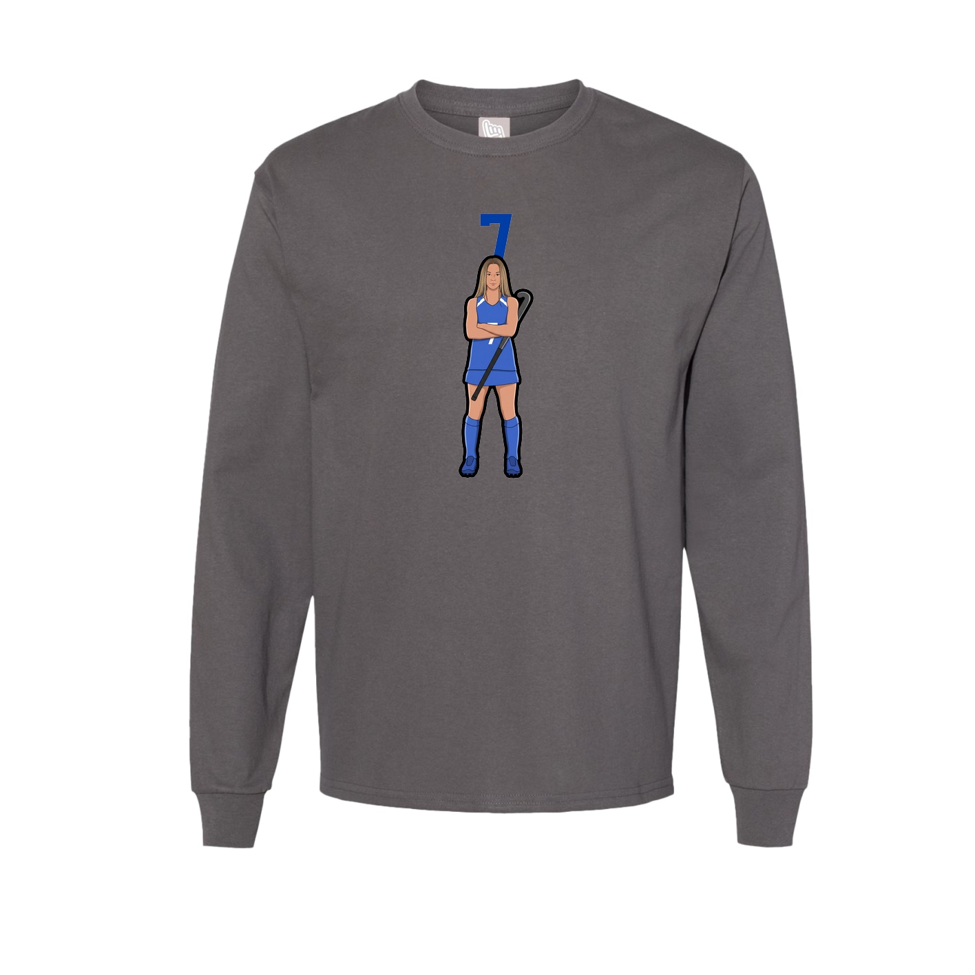 Long Sleeve Tee — Number Top in Grey