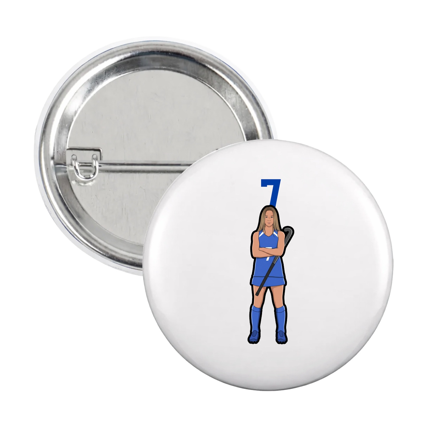 Game Day Button — Number Top in White