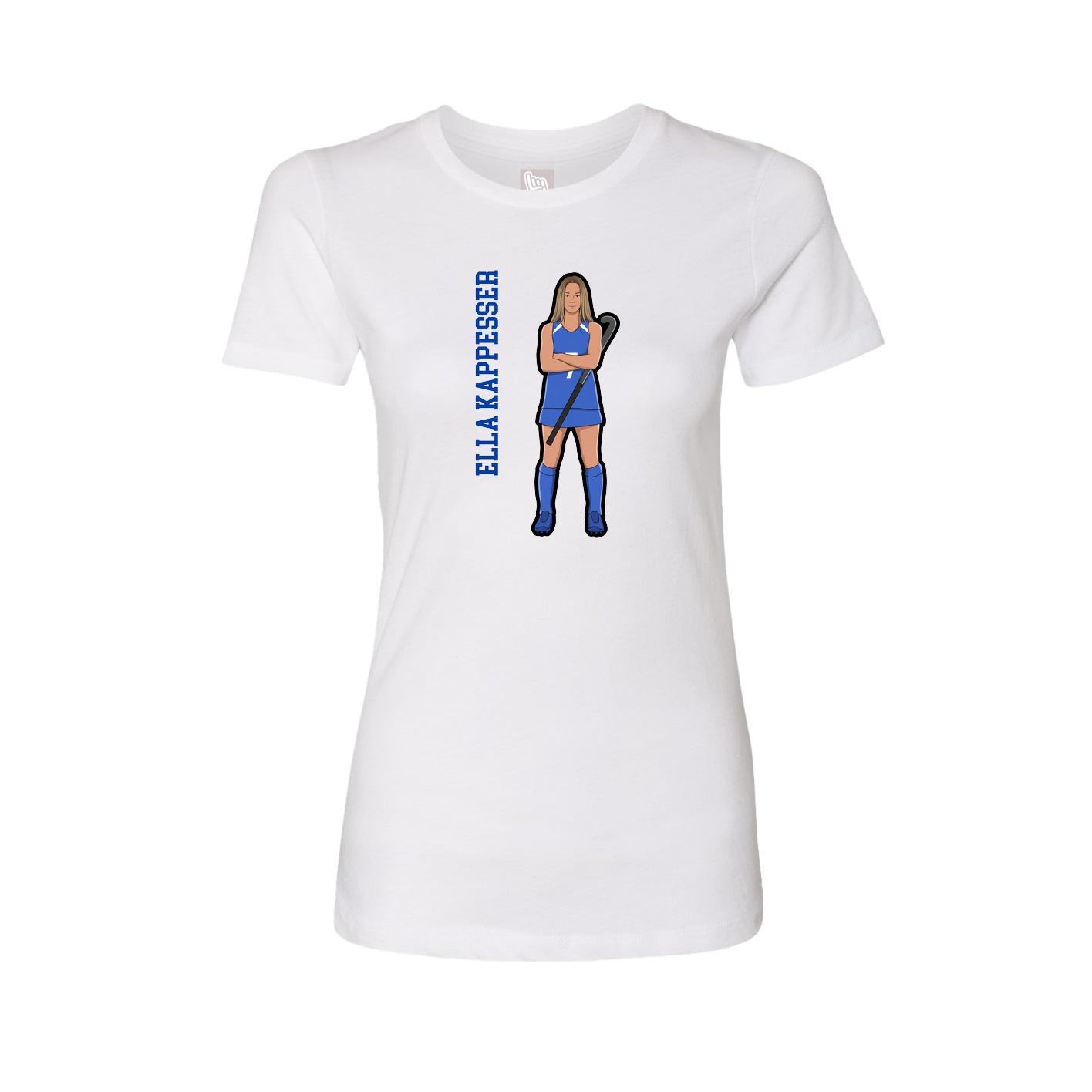 Fitted Women's Tee — Name Vertical in White