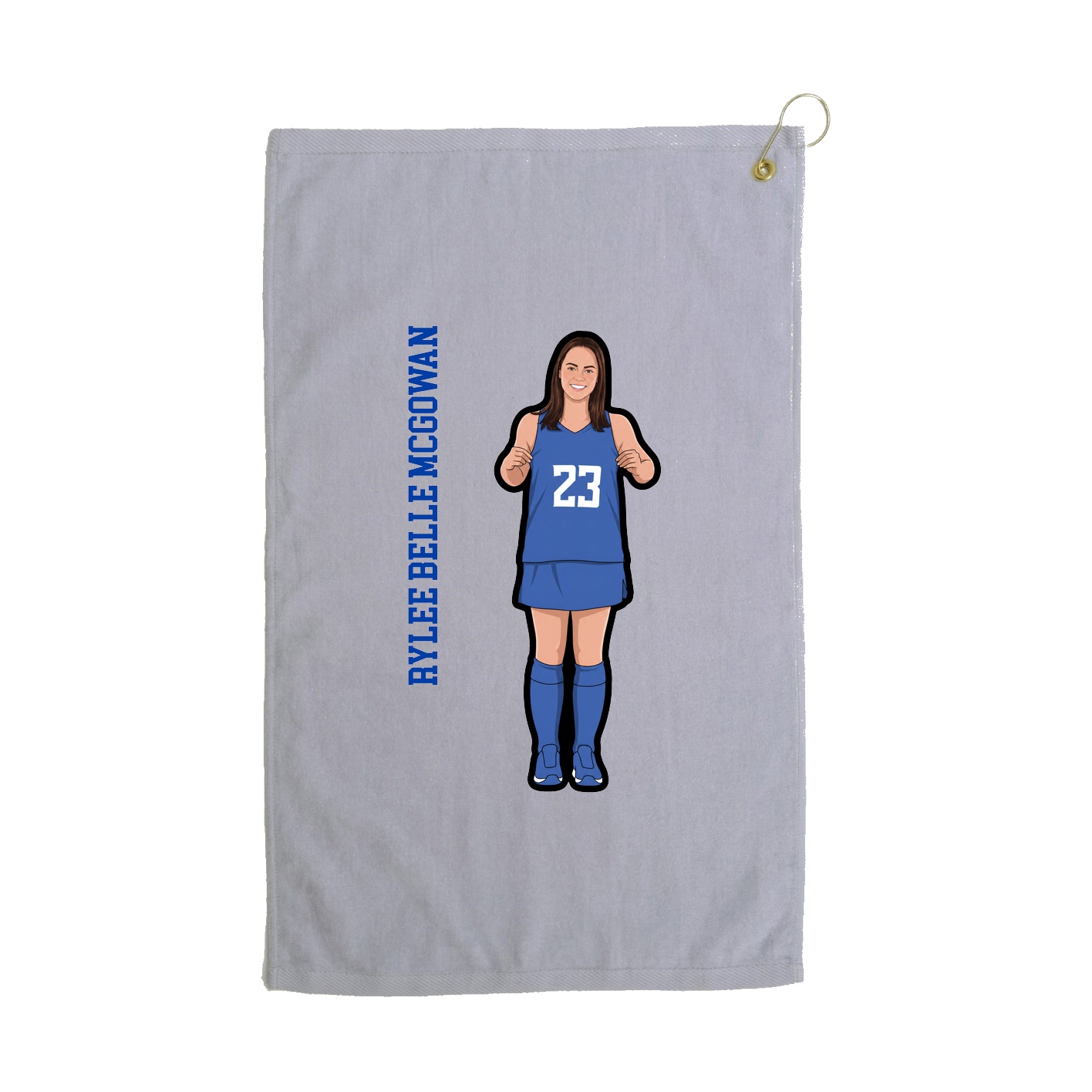 Golf Towel — Name Vertical in Grey