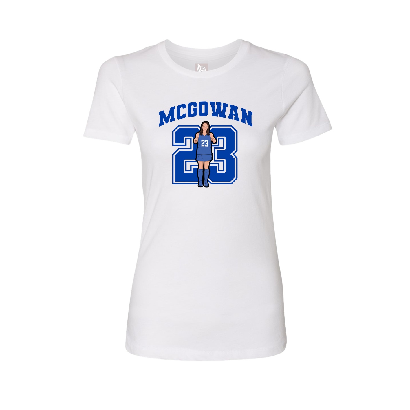 Fitted Women's Tee — Number in White
