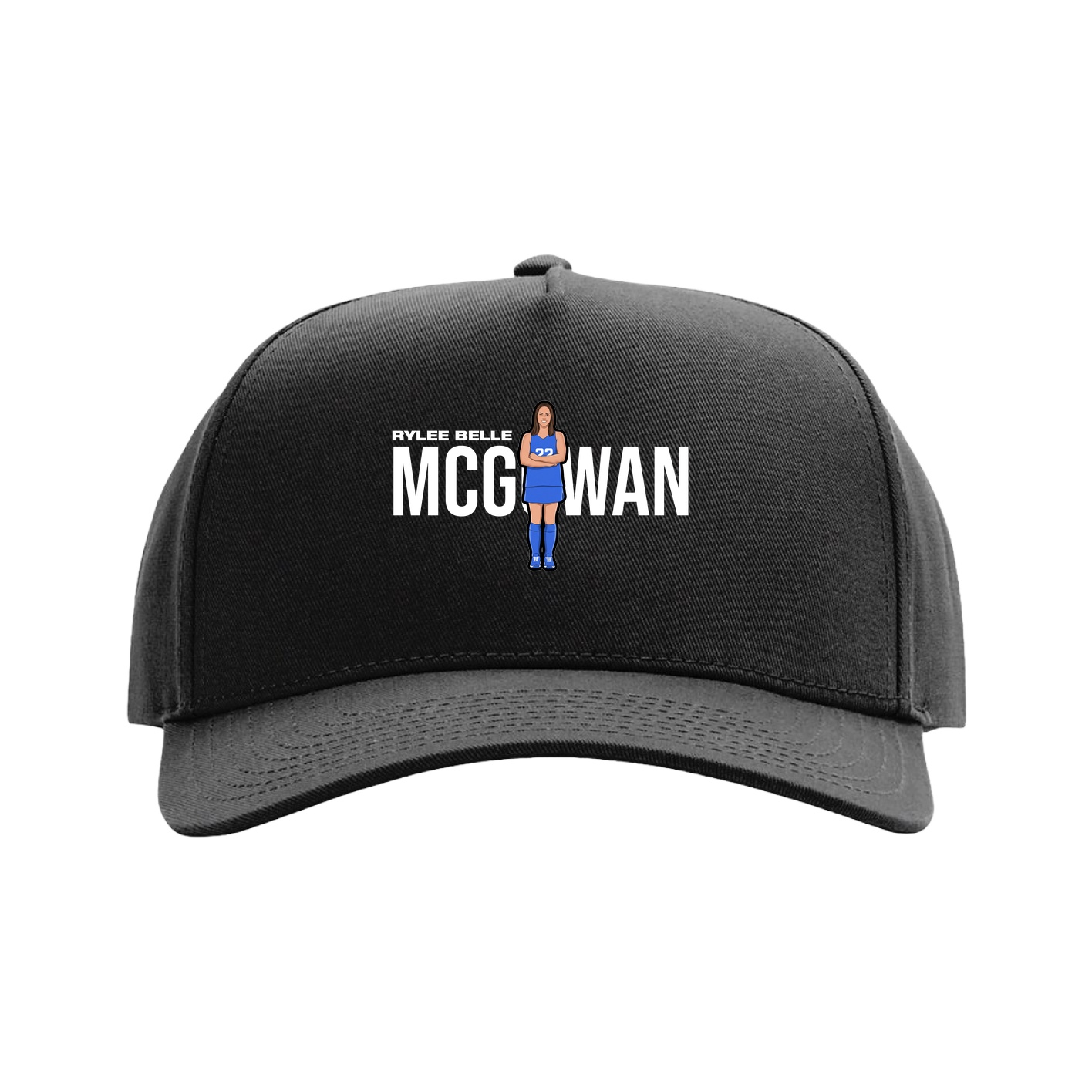 Full Fabric Five-Panel Champ Cap — Player Name in Black