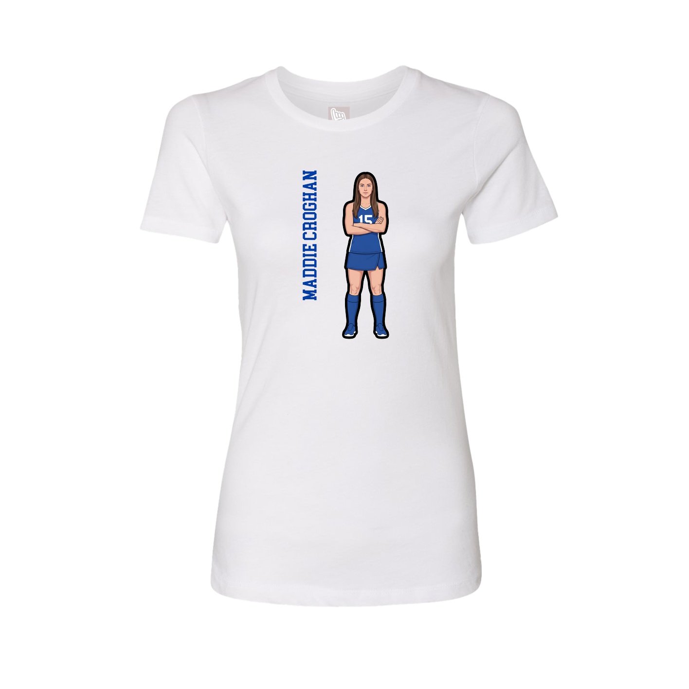 Fitted Women's Tee — Name Vertical in White