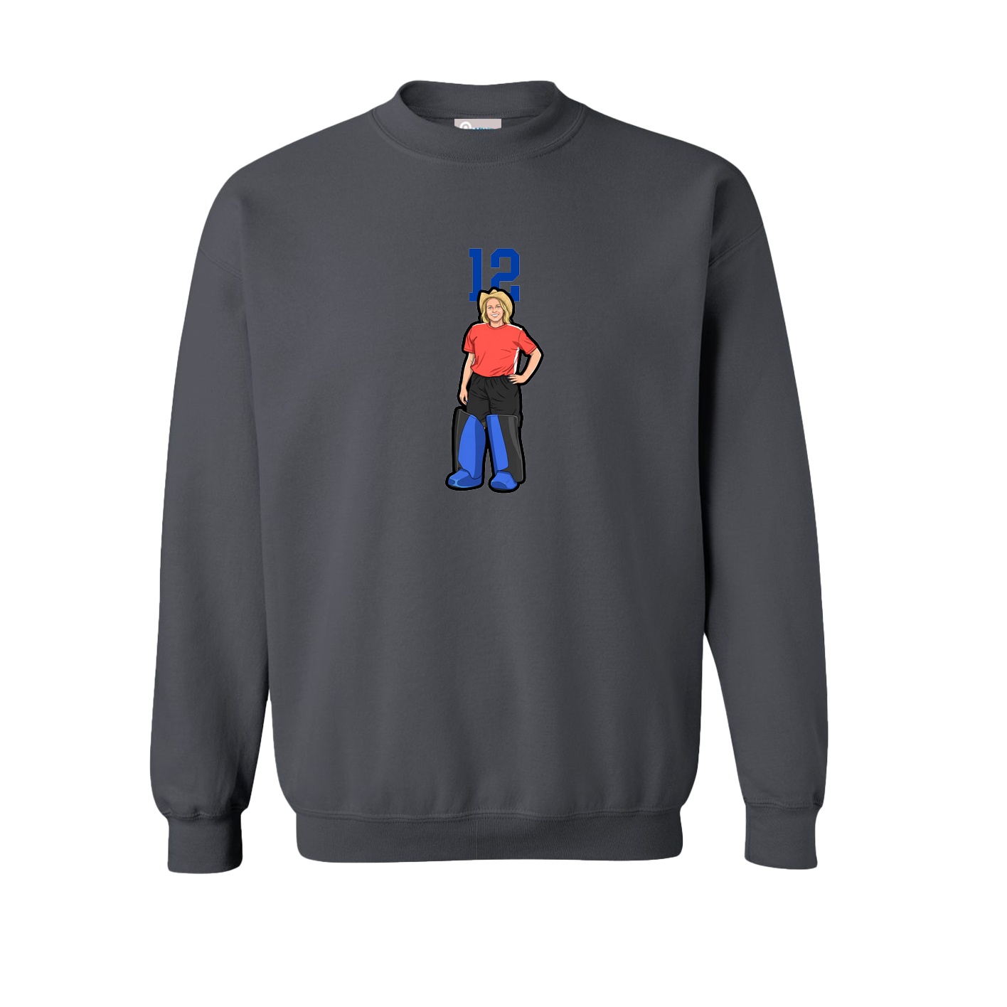 Fleece Crew — Number Top in Grey