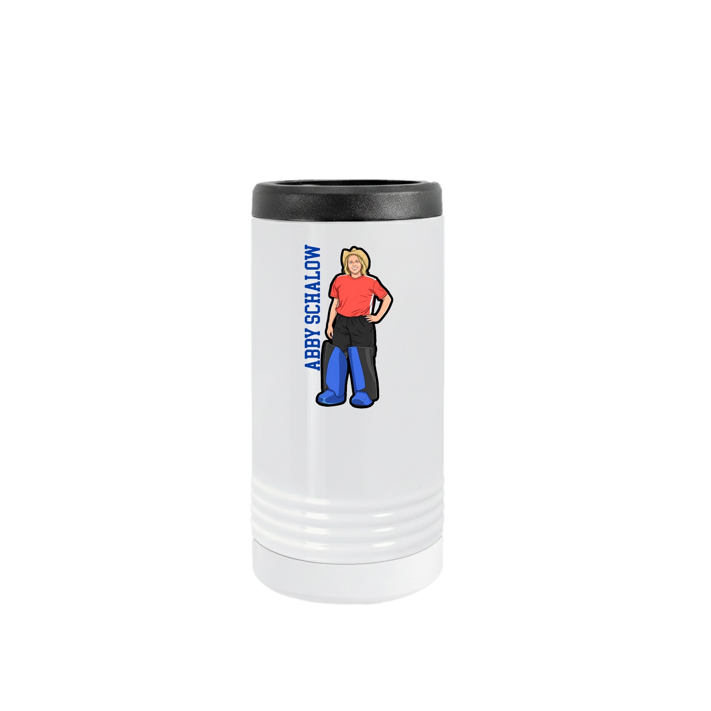 Slim Beverage Holder — Name Vertical in White