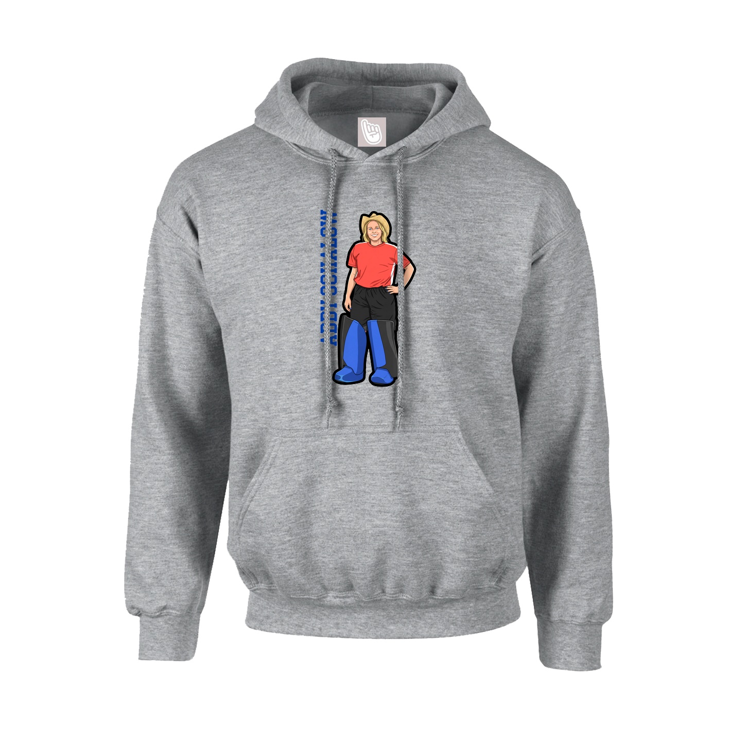 Hoodie — Name Vertical in Grey
