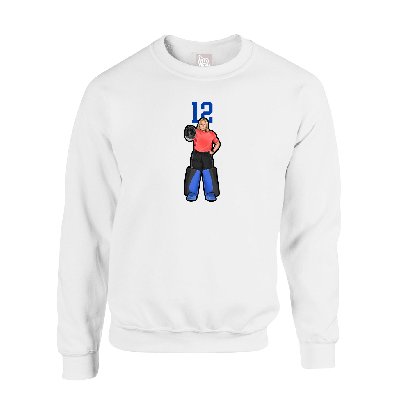 Fleece Crew — Number Top in White