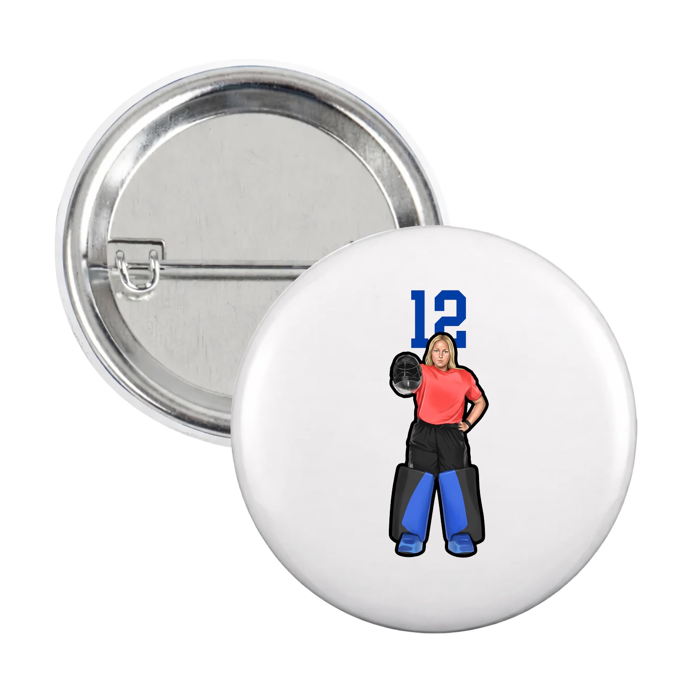 Game Day Button — Number Top in White