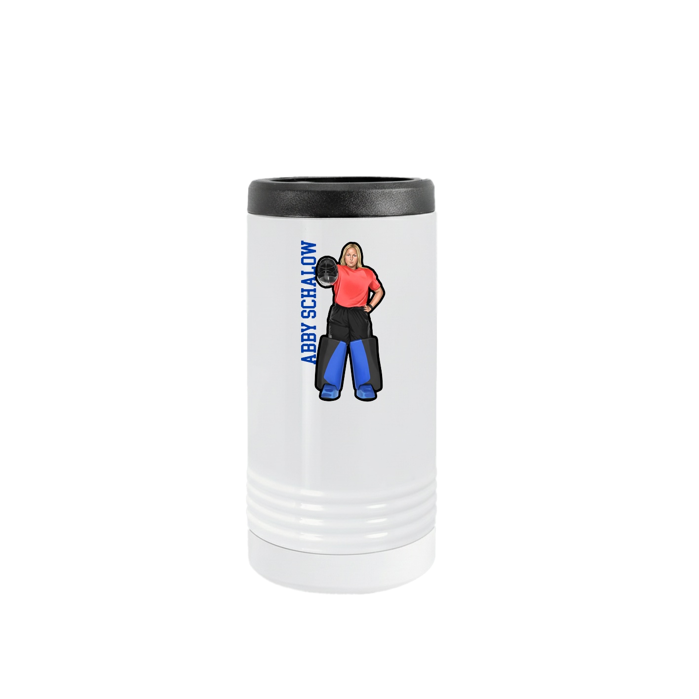 Slim Beverage Holder — Name Vertical in White