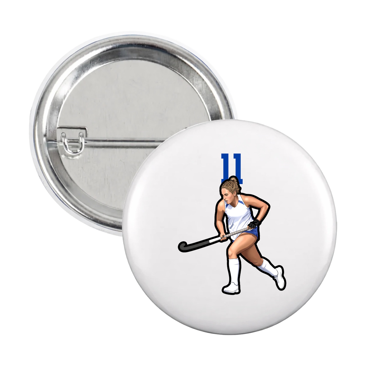 Game Day Button — Number Top in White