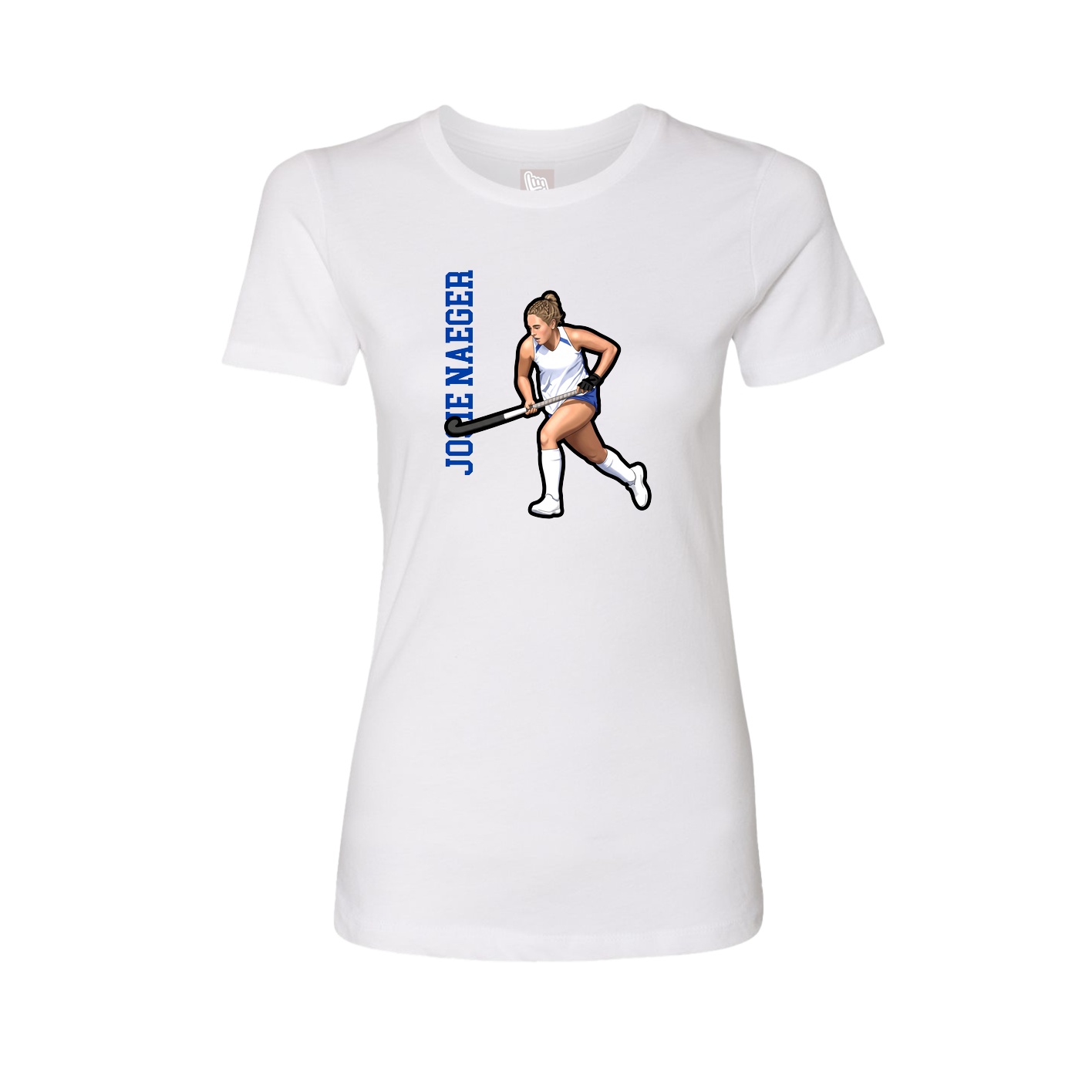 Fitted Women's Tee — Name Vertical in White