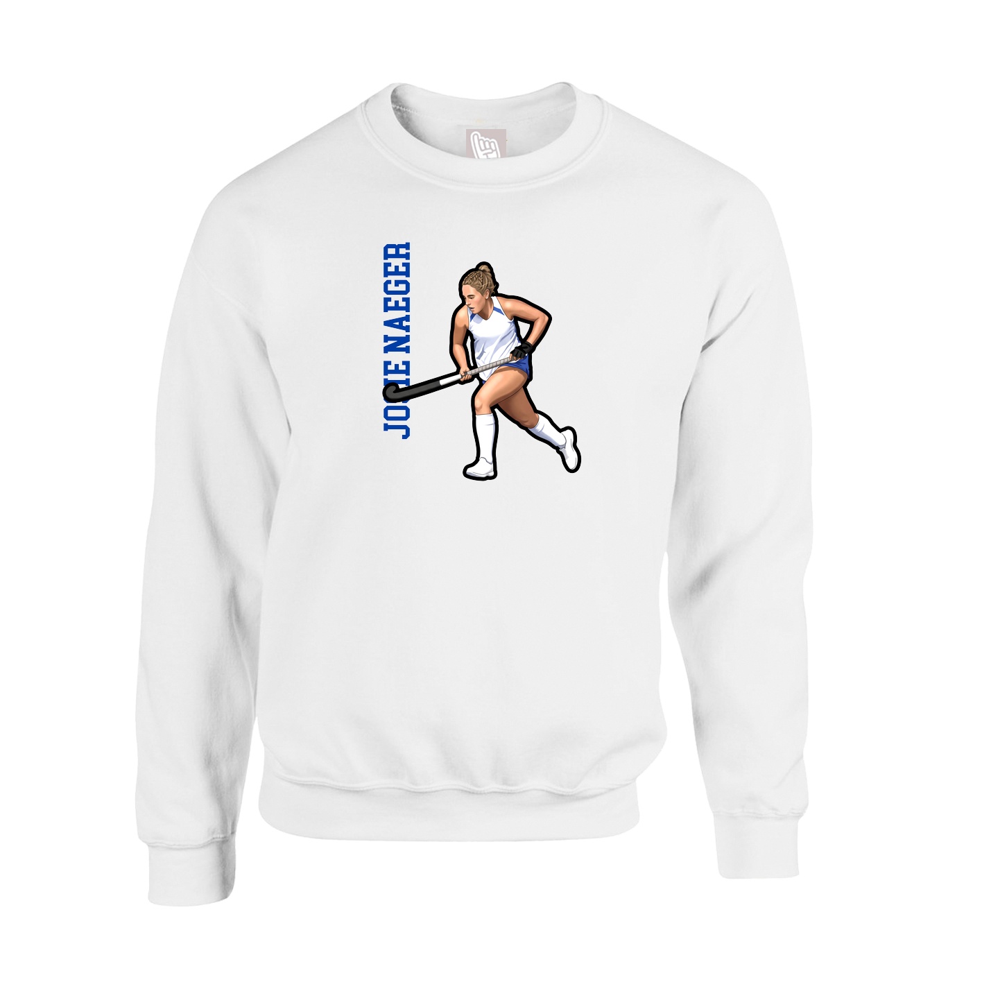 Fleece Crew — Name Vertical in White