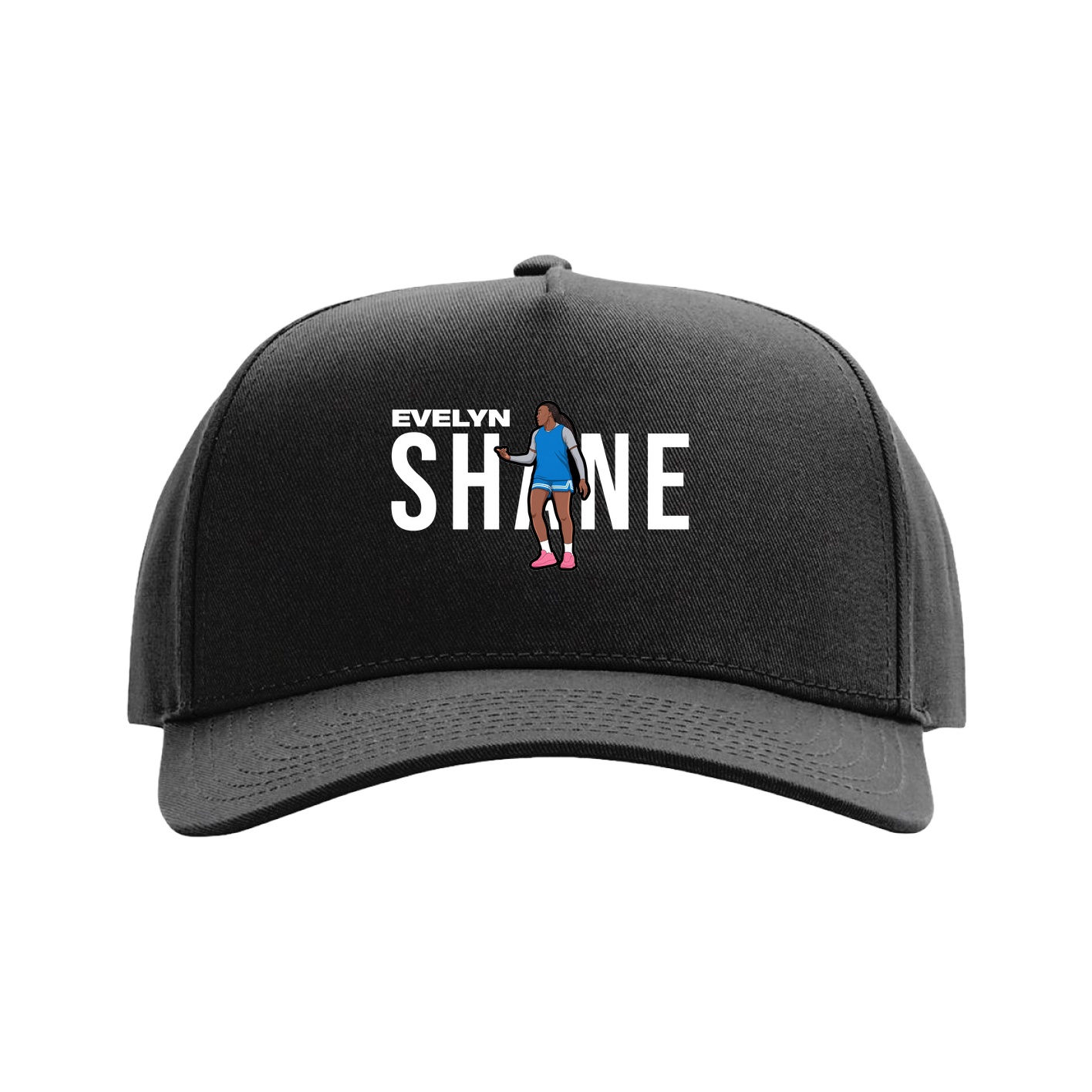 Full Fabric Five-Panel Champ Cap — Player Name in Black