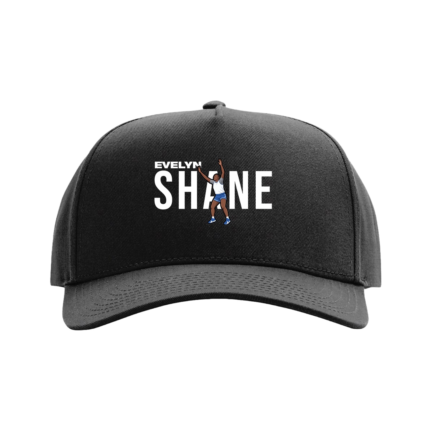 Full Fabric Five-Panel Champ Cap — Player Name in Black