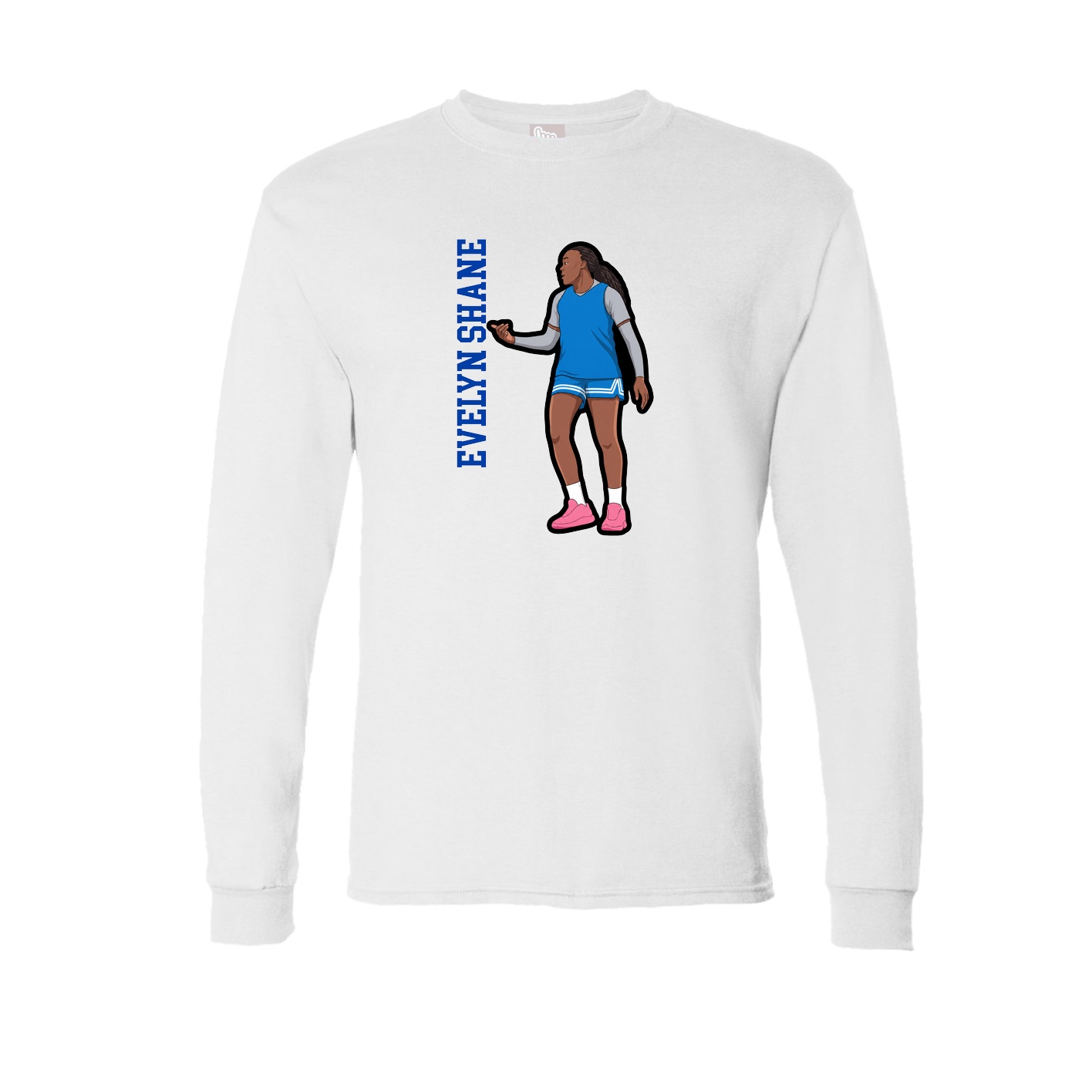 Long Sleeve Tee — Name Vertical in White