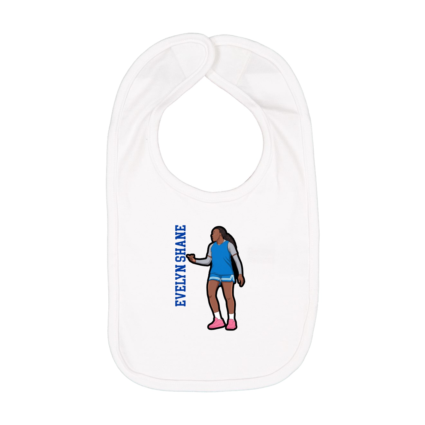 Infant Bib — Name Vertical in White