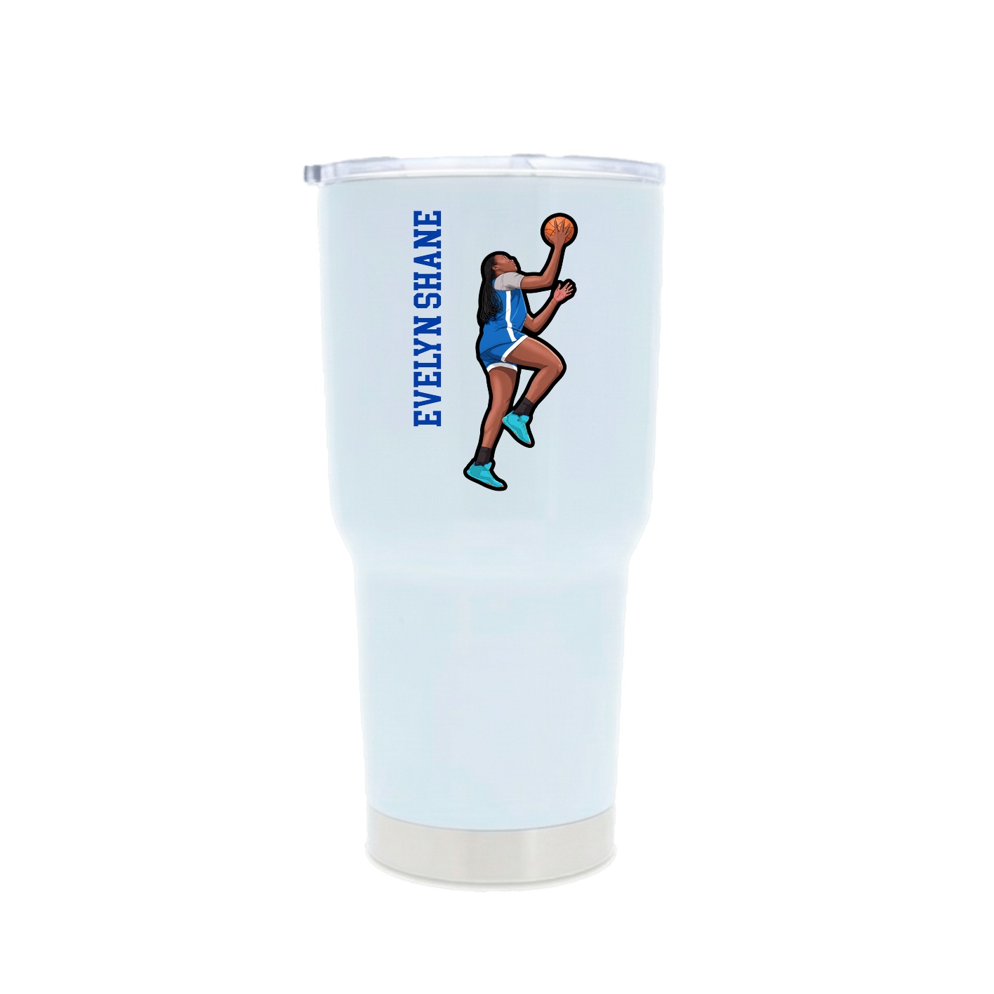 30oz Stainless Steel Tumbler — Name Vertical in White