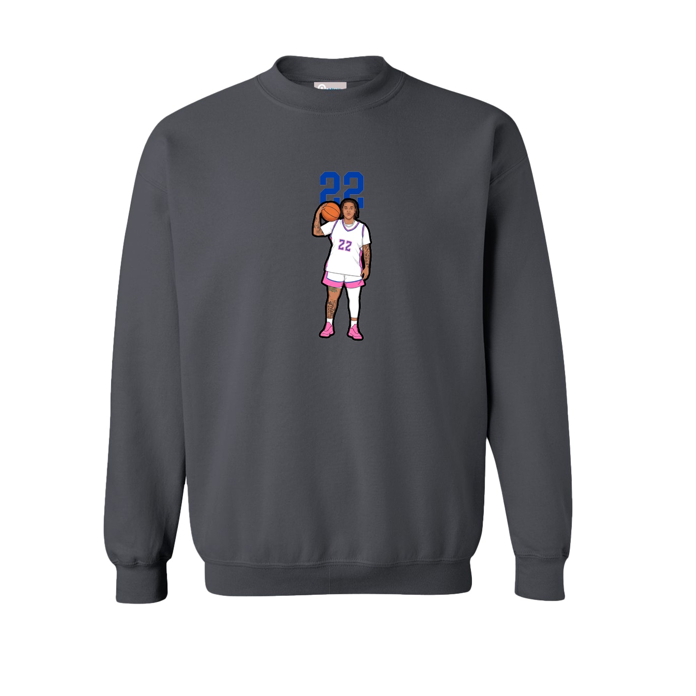 Fleece Crew — Number Top in Grey