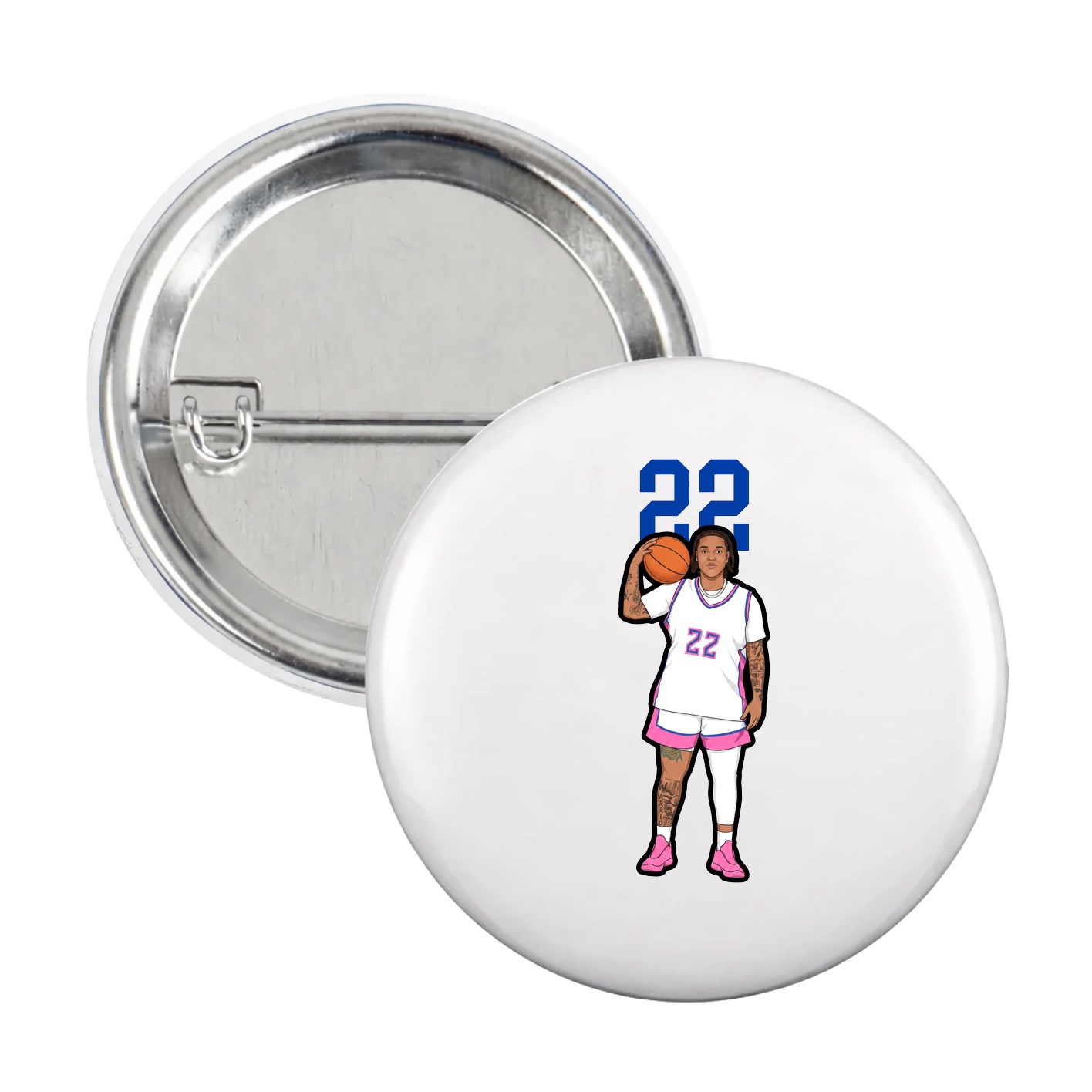 Game Day Button — Number Top in White