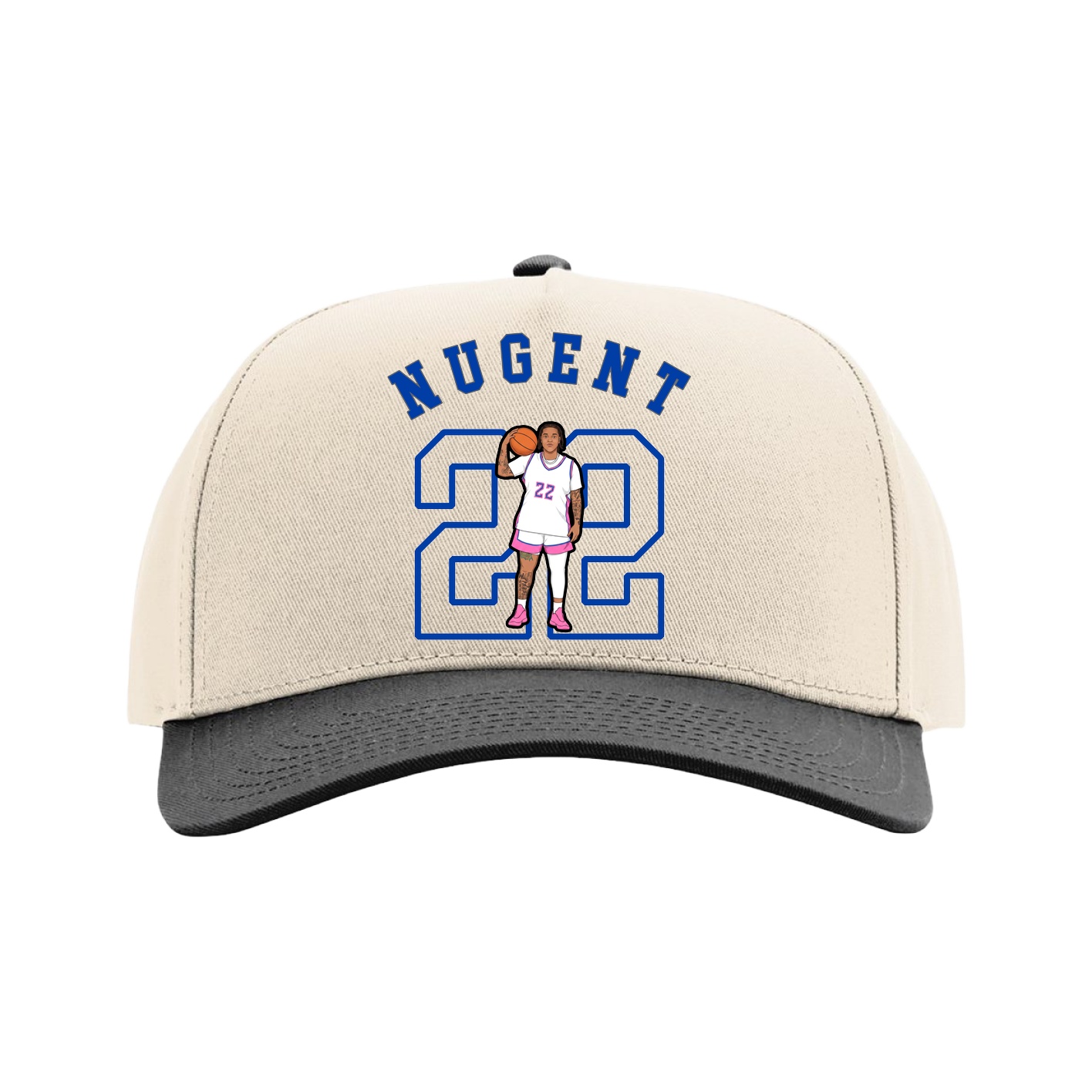 Full Fabric Five-Panel Champ Cap — Shirsey Arch in Cream/Black