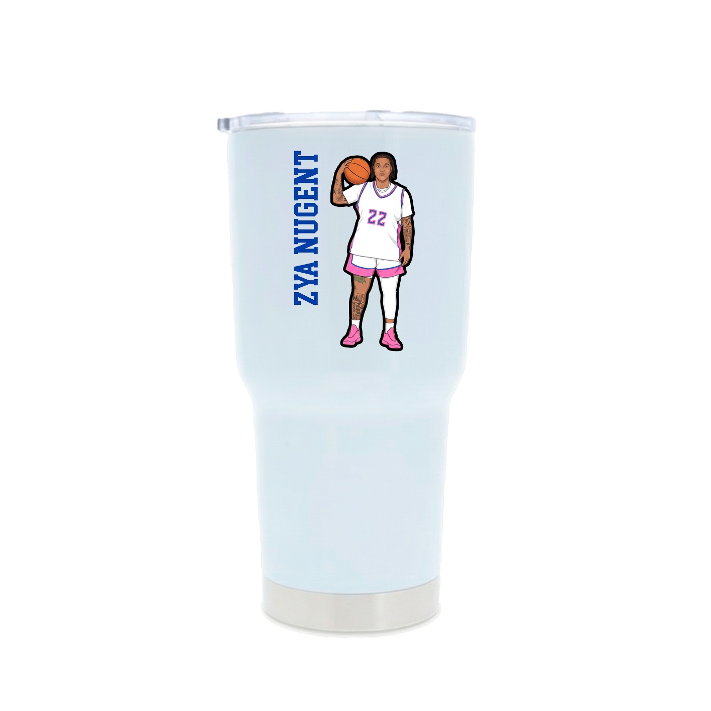 30oz Stainless Steel Tumbler — Name Vertical in White
