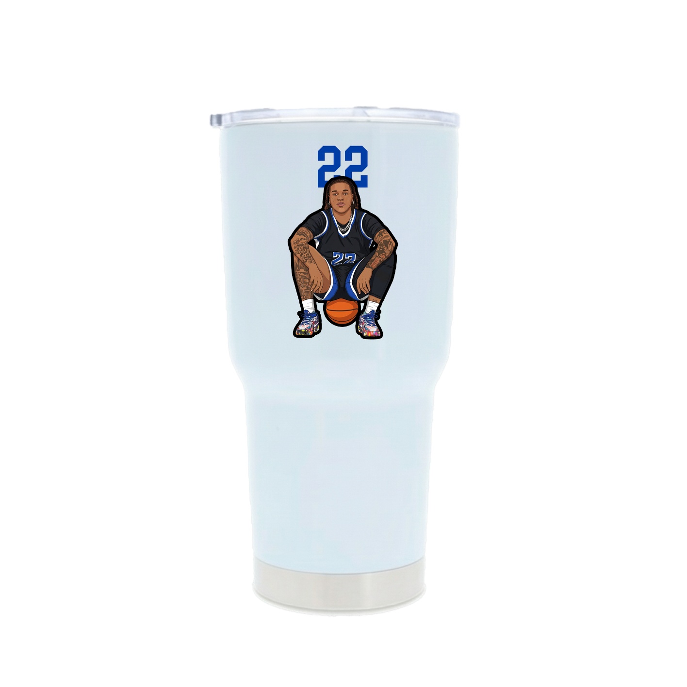 30oz Stainless Steel Tumbler — Number Top in White