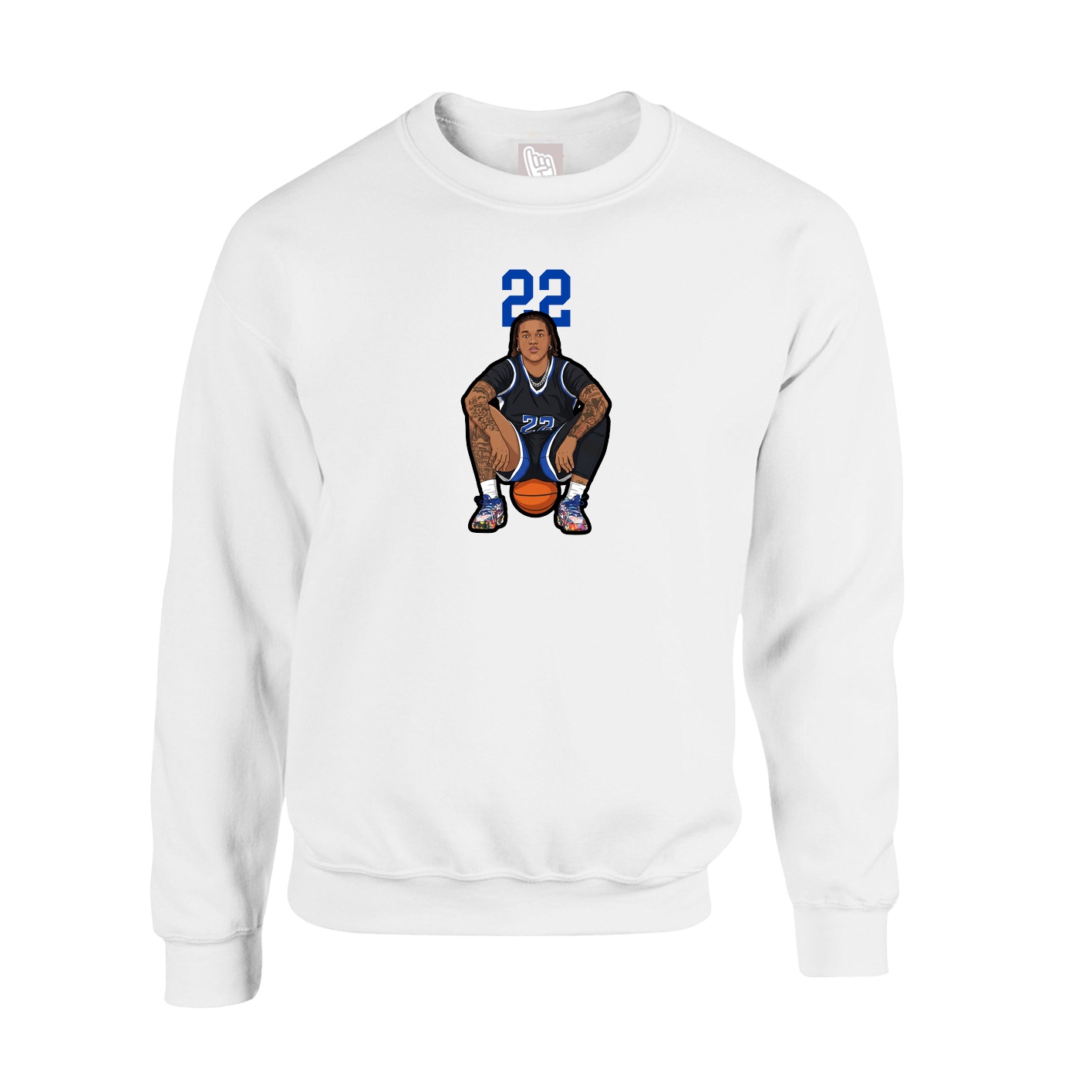 Fleece Crew — Number Top in White