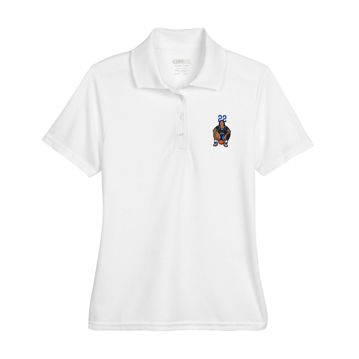 Womens Performance Polo — Number Top in White
