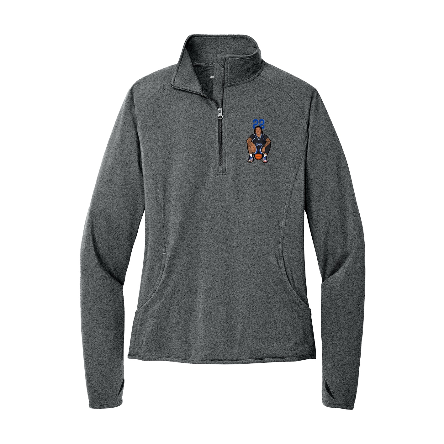 Women's Q-Zip Pullover — Number Top in Grey