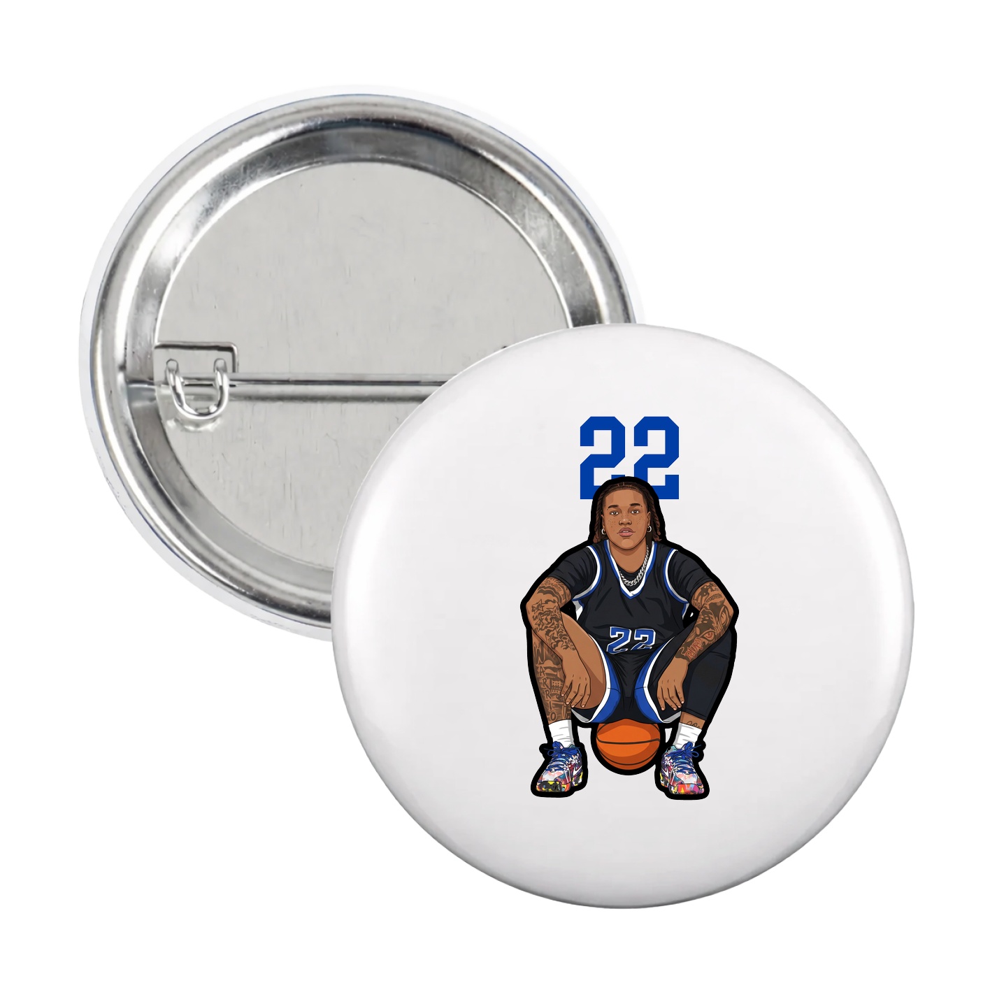 Game Day Button — Number Top in White
