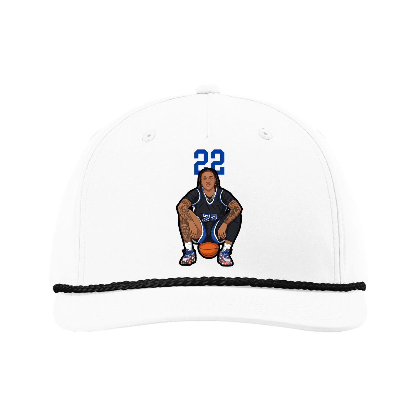 Five-Panel Classic Rope Cap — Number Top in White