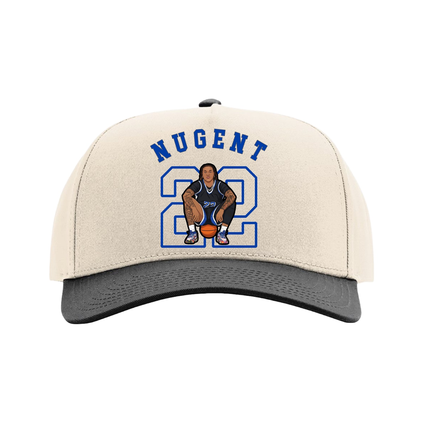 Full Fabric Five-Panel Champ Cap — Shirsey Arch in Cream/Black
