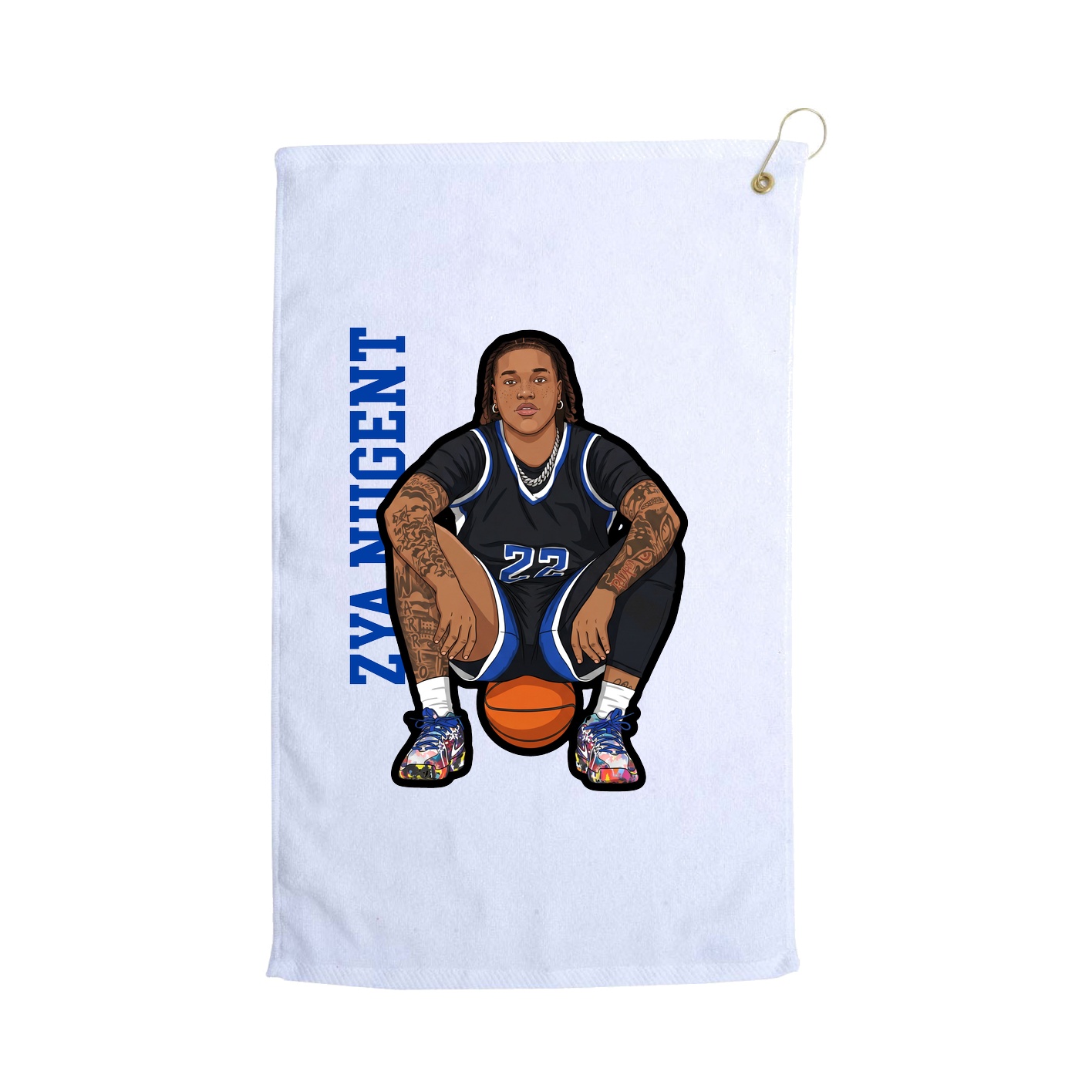Golf Towel — Name Vertical in White