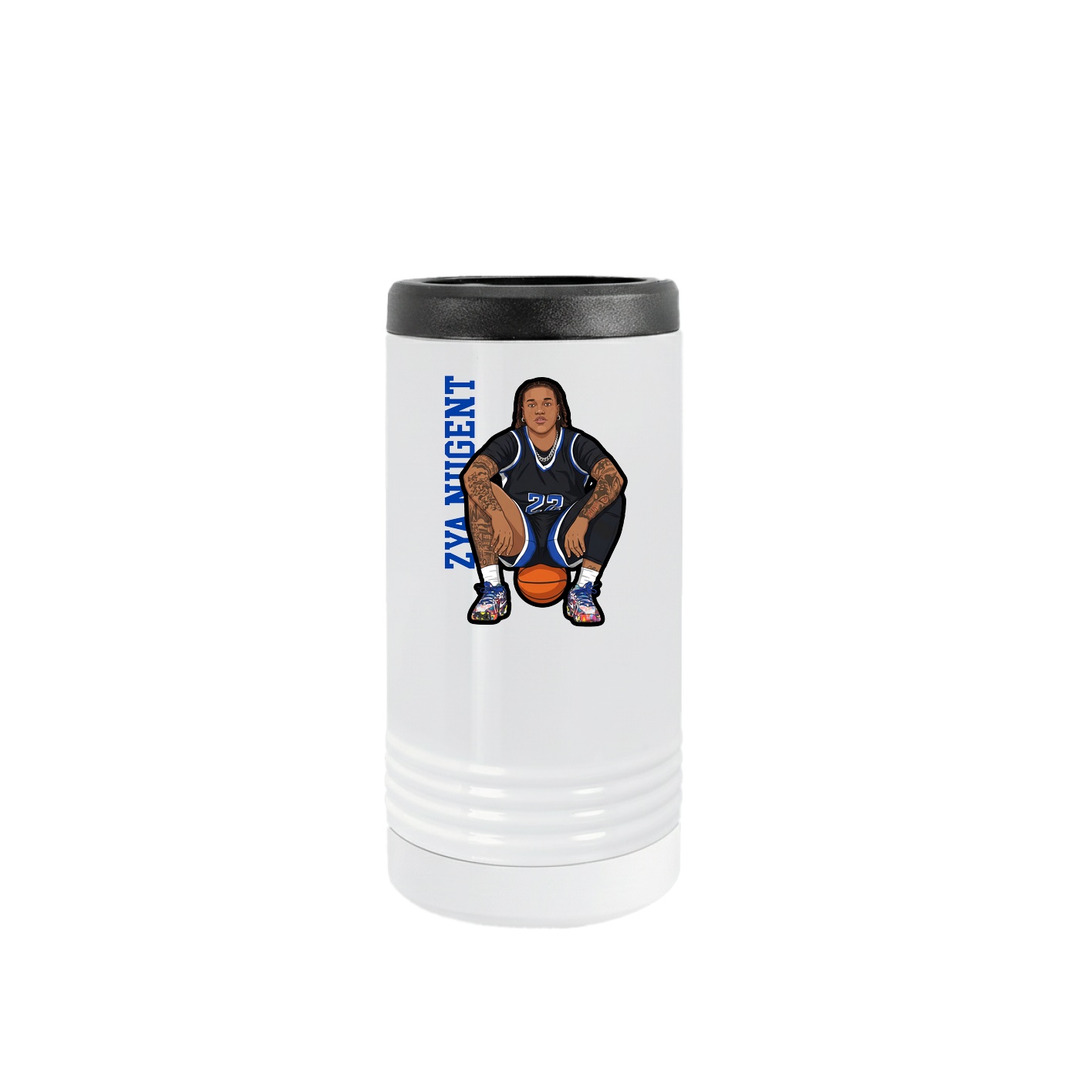 Slim Beverage Holder — Name Vertical in White
