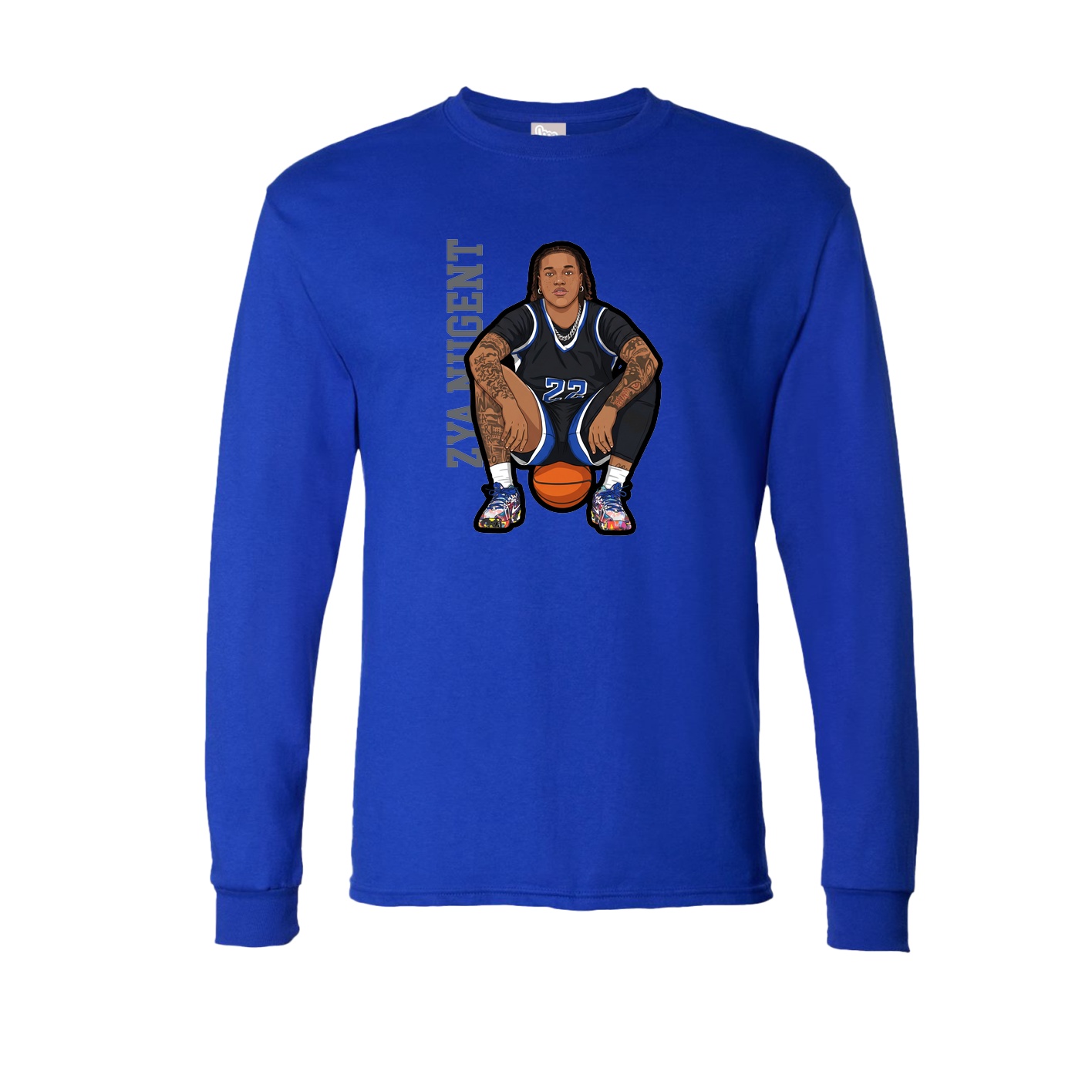 Long Sleeve Tee — Name Vertical in Royal