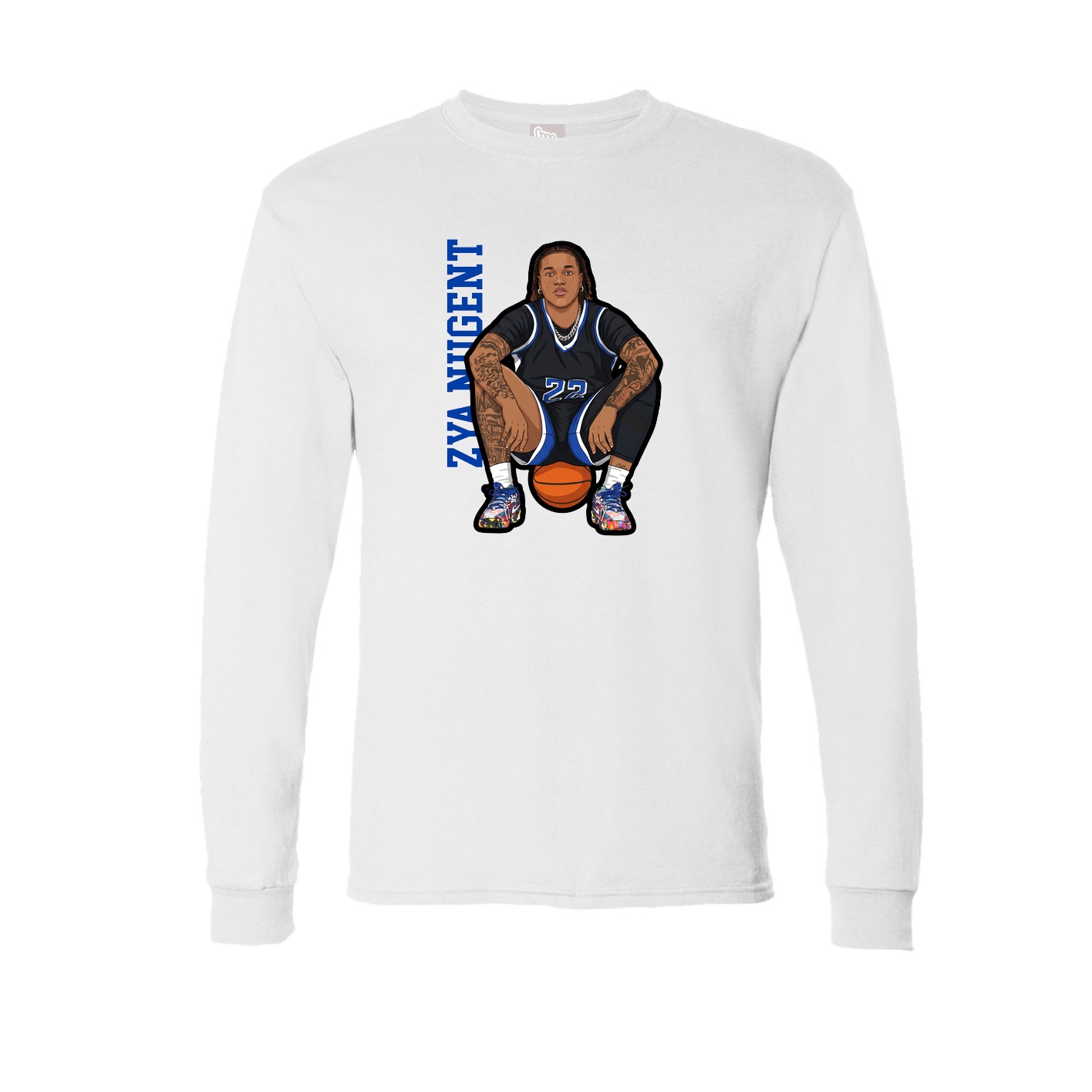 Long Sleeve Tee — Name Vertical in White