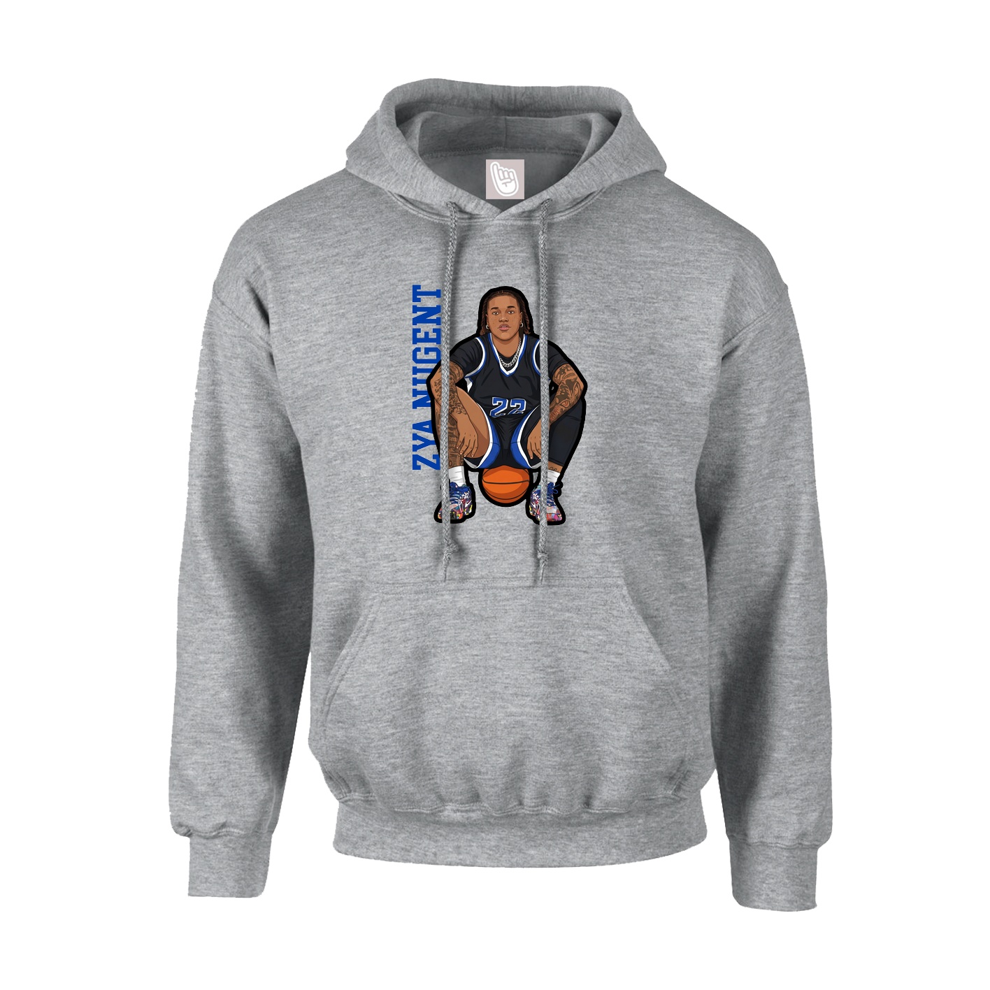 Hoodie — Name Vertical in Grey