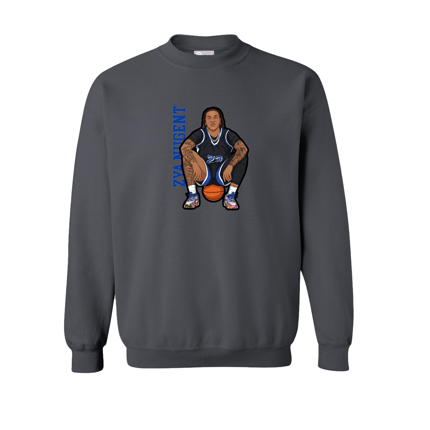 Fleece Crew — Name Vertical in Grey