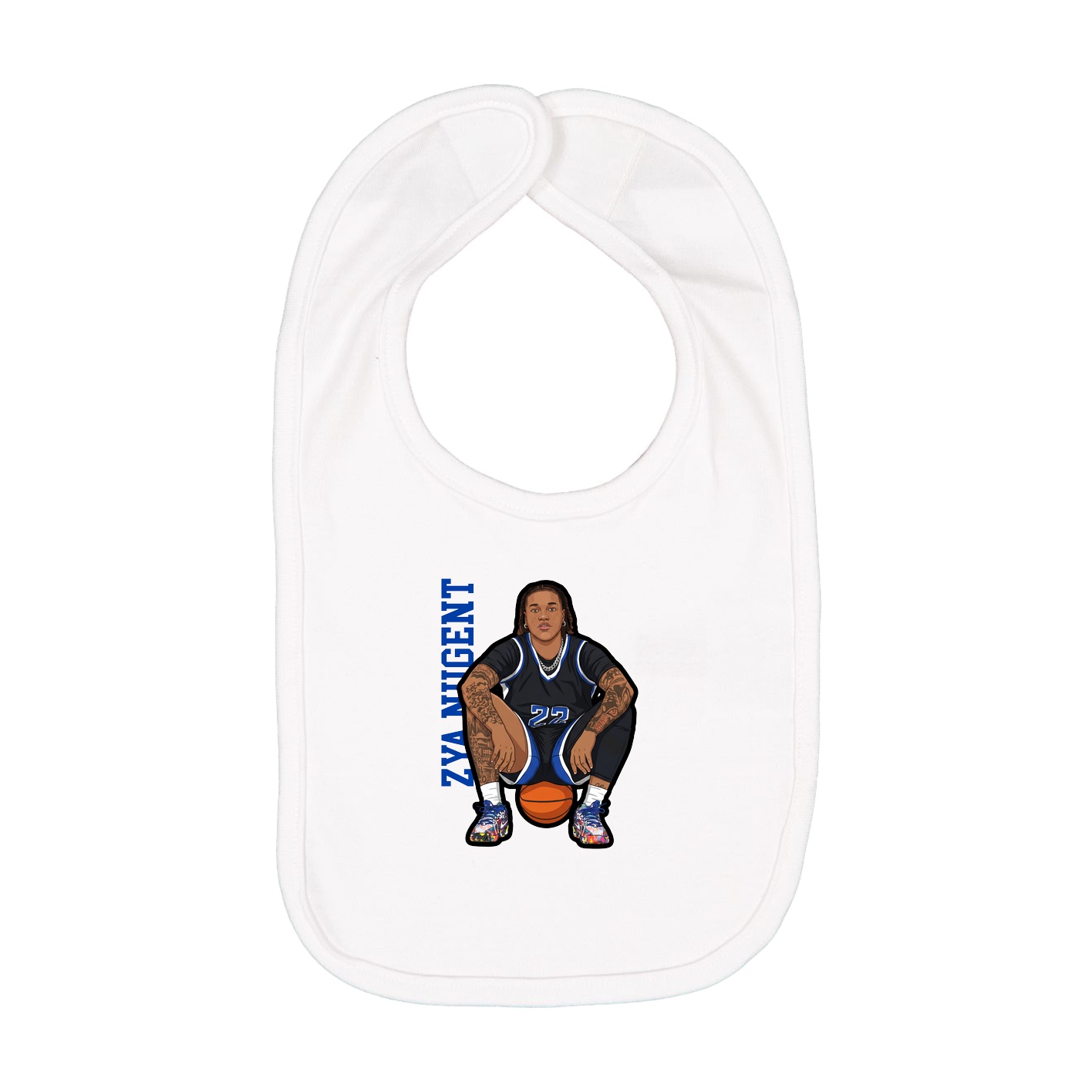 Infant Bib — Name Vertical in White