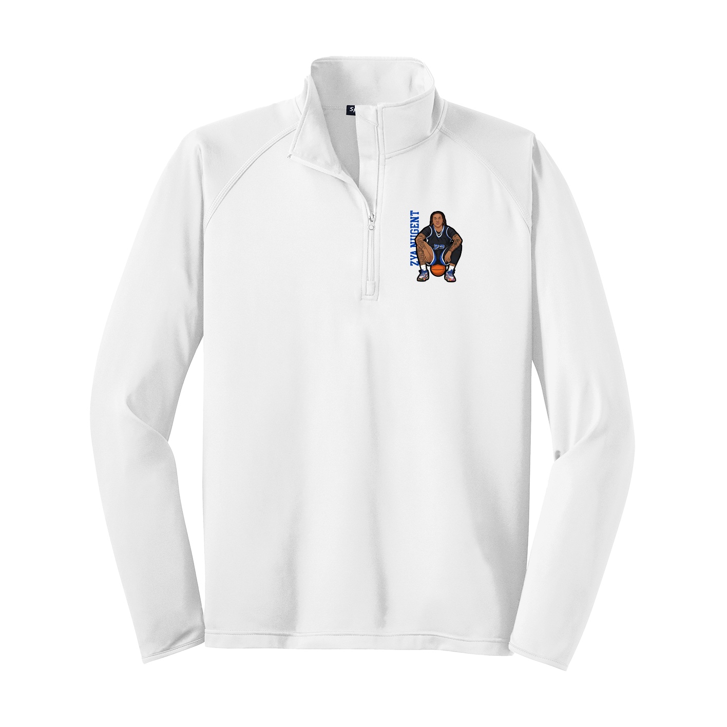 Q-Zip Pullover — Name Vertical in White
