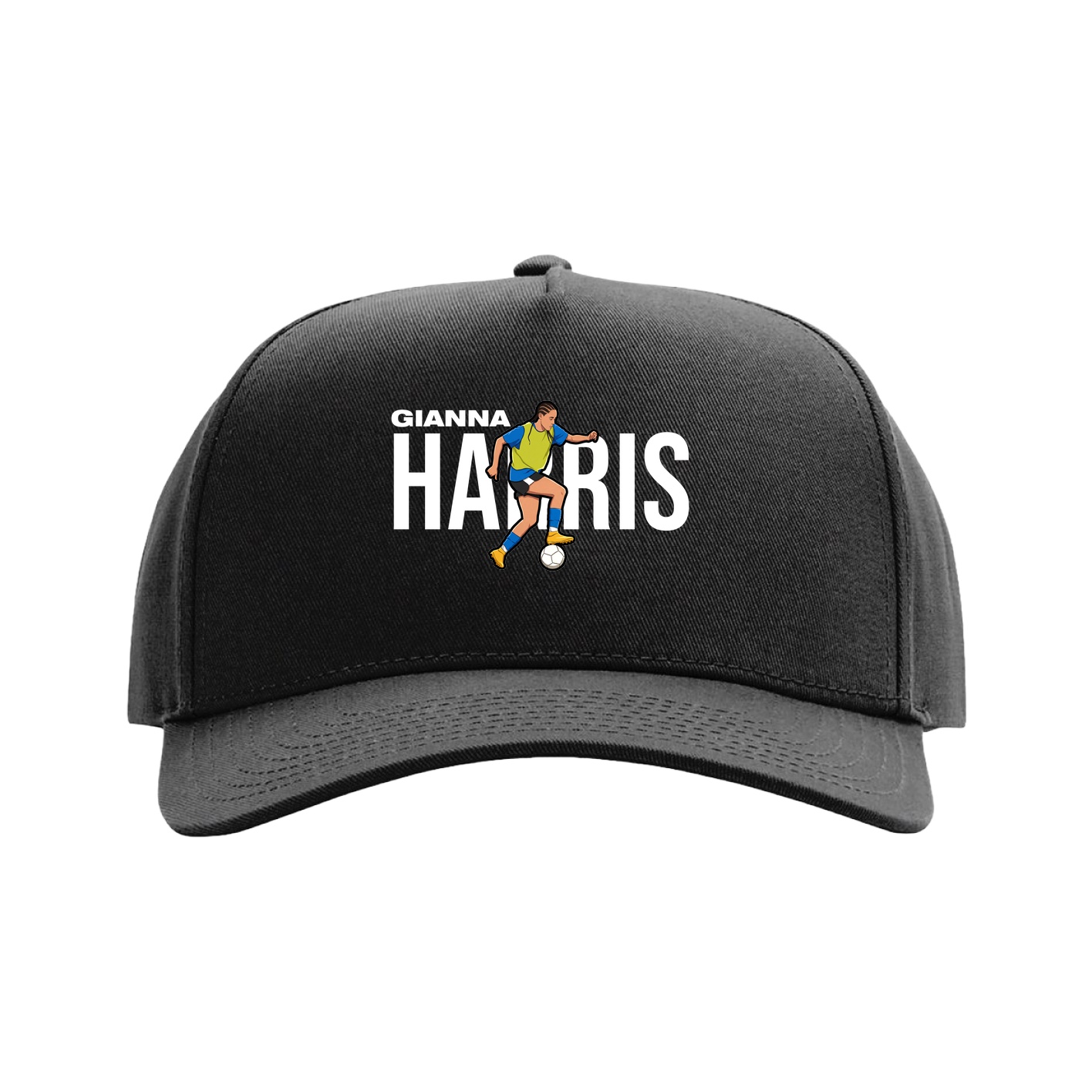 Full Fabric Five-Panel Champ Cap — Player Name in Black
