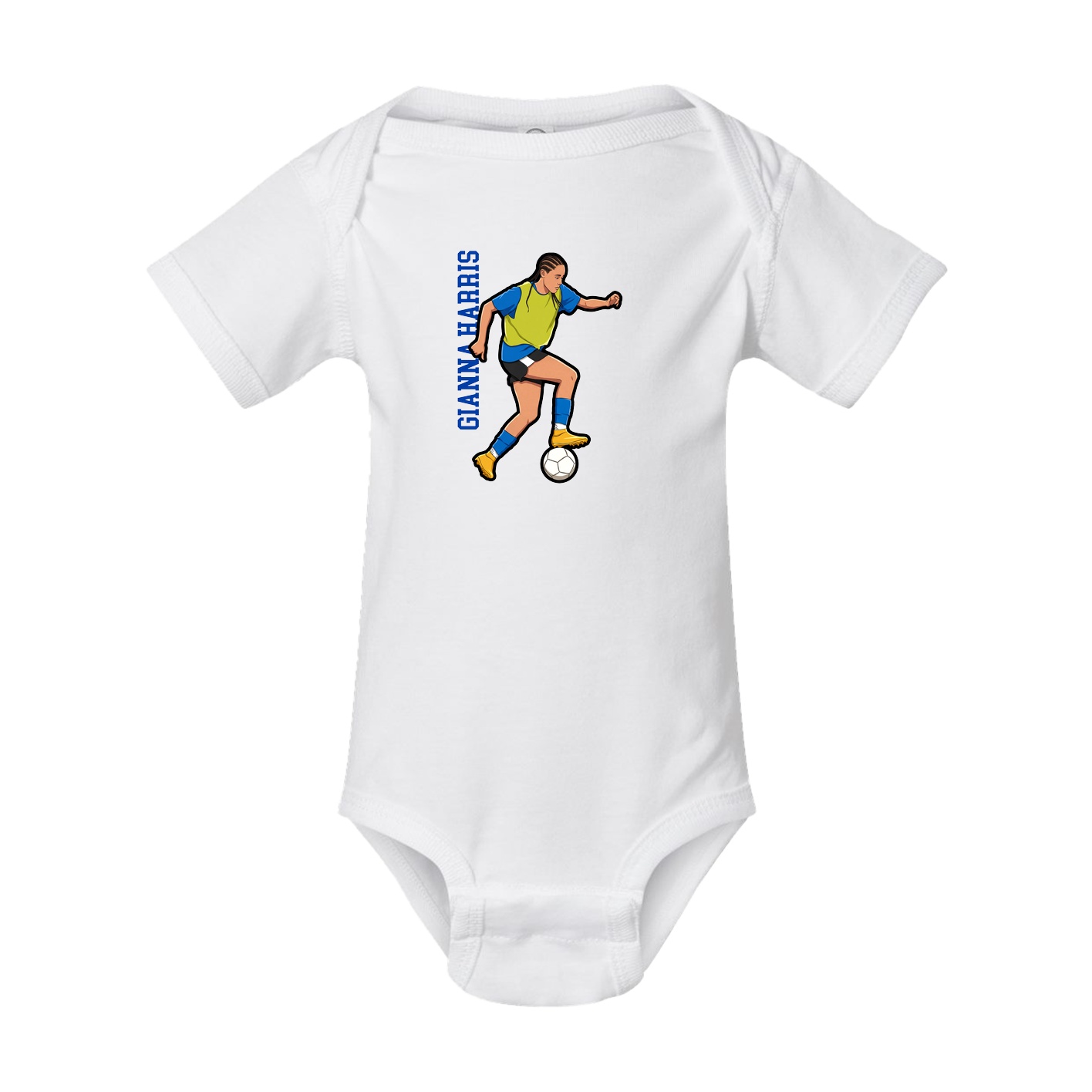 Baby Onesie — Name Vertical in White