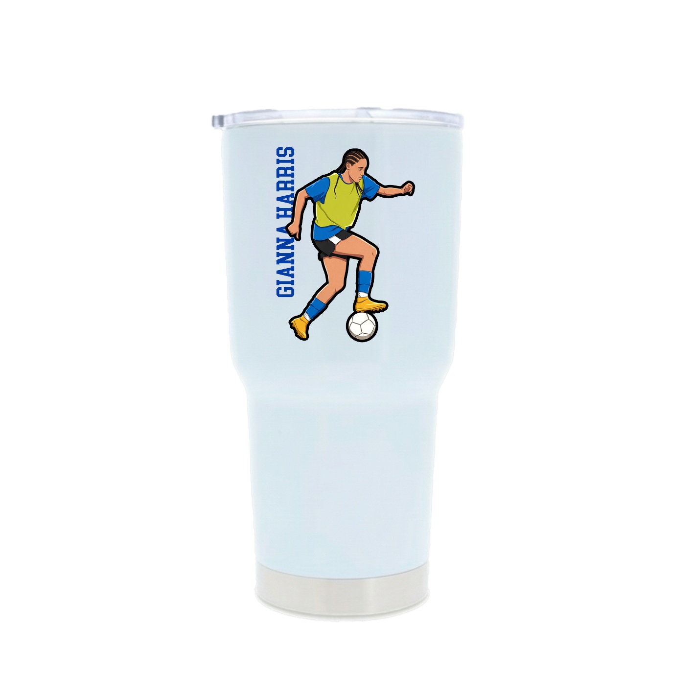 30oz Stainless Steel Tumbler — Name Vertical in White