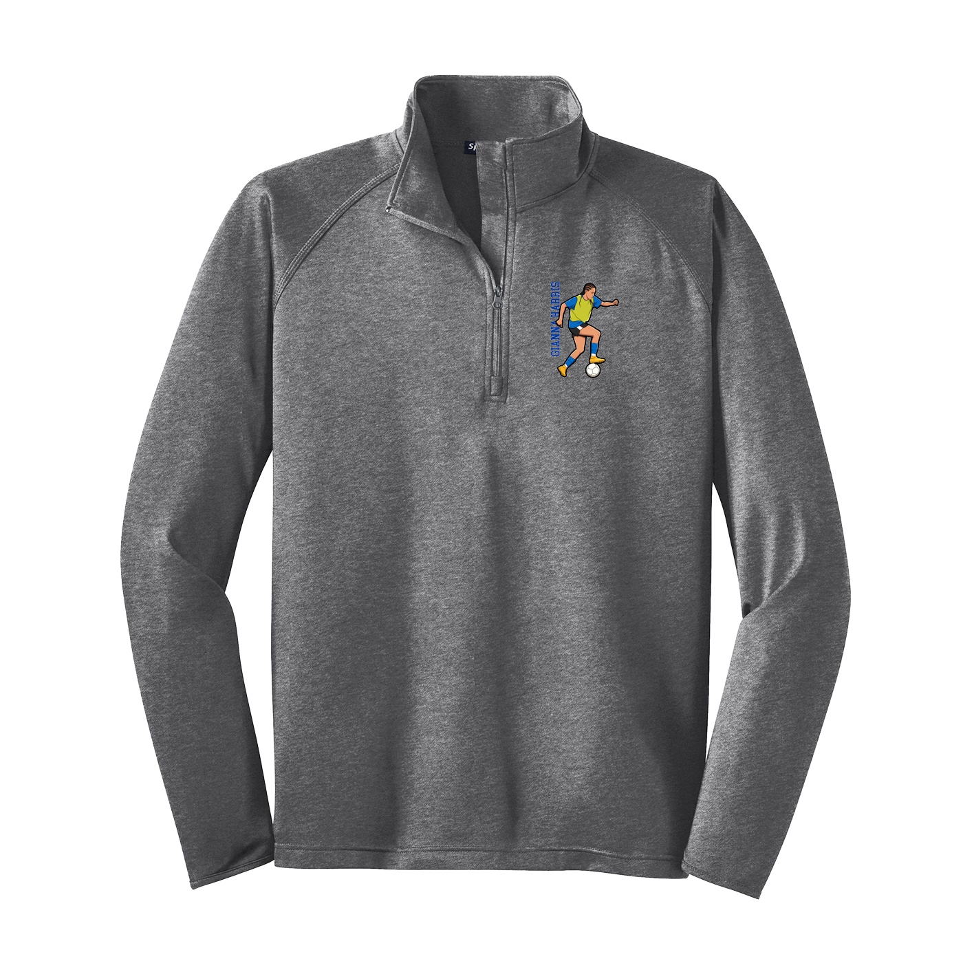 Q-Zip Pullover — Name Vertical in Grey